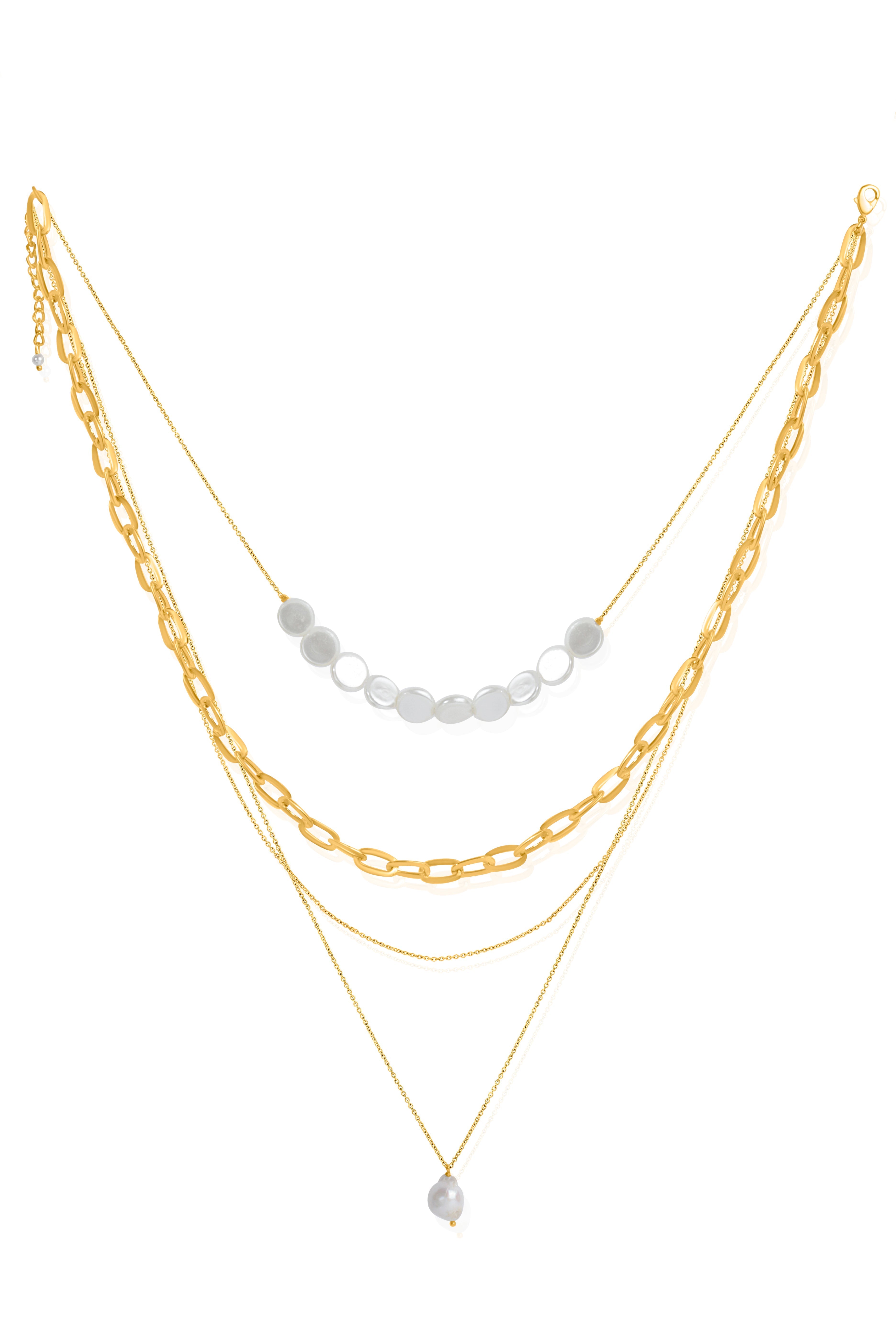Freshwater Coin Pearl Necklace Baroque Layered Shine