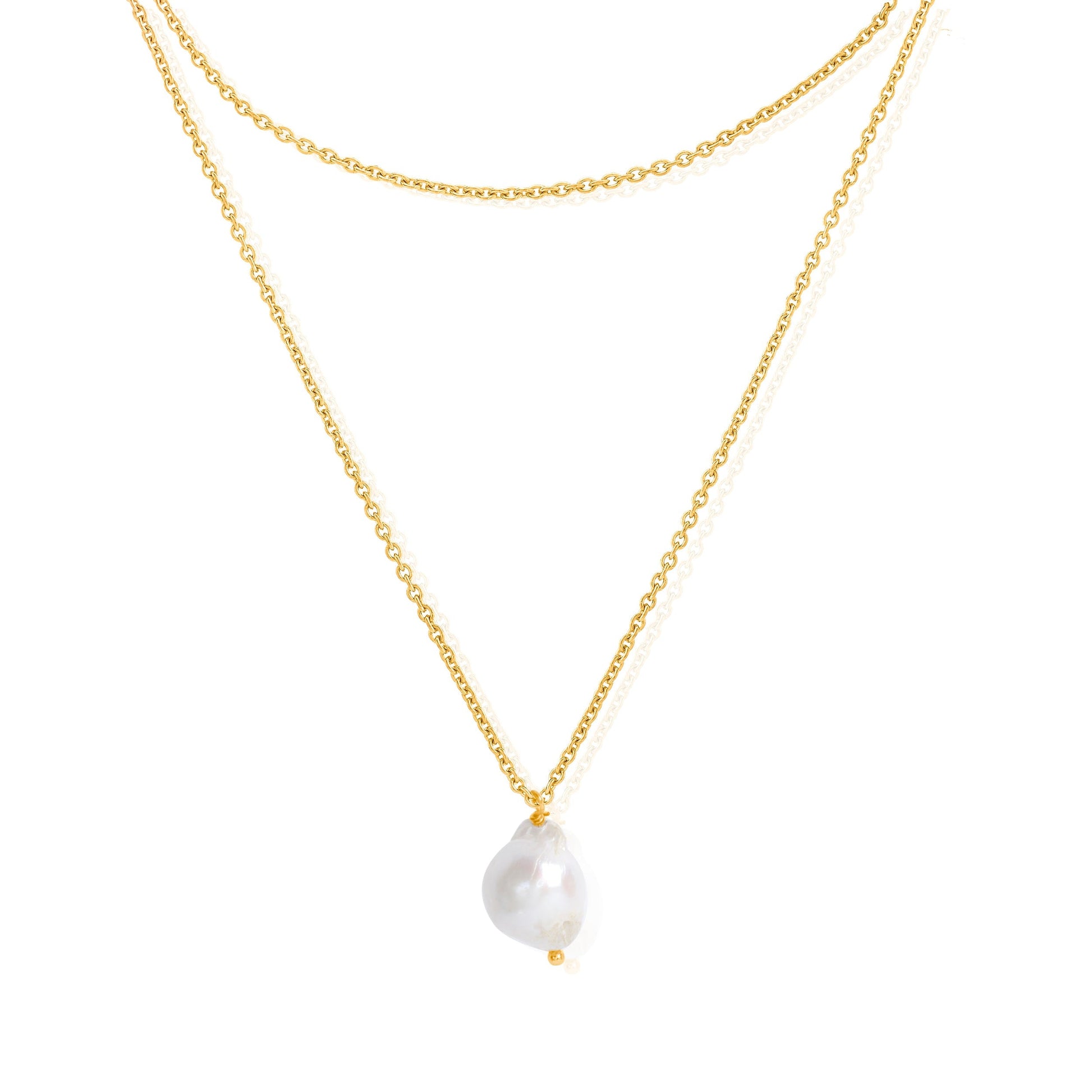 Freshwater Coin Pearl Necklace Baroque Layered Shine