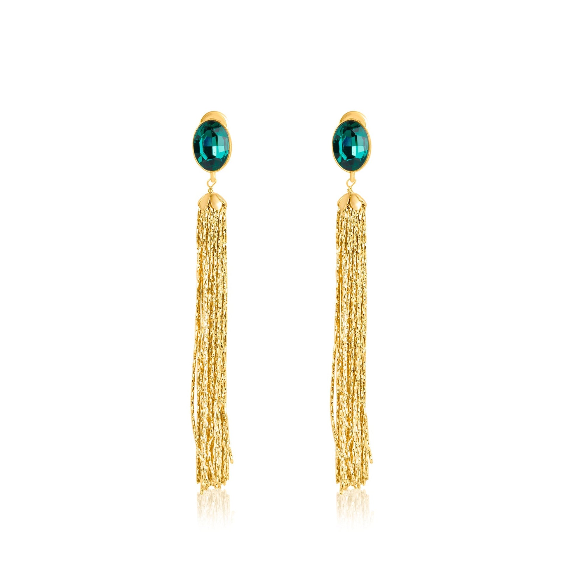 Emerald Swarovski Tassel Crystal Earrings
