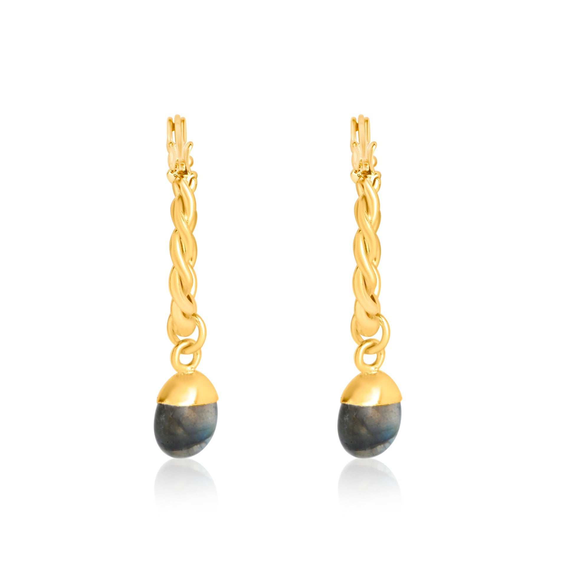 Gold Plated Labradorite Hoop Earrings