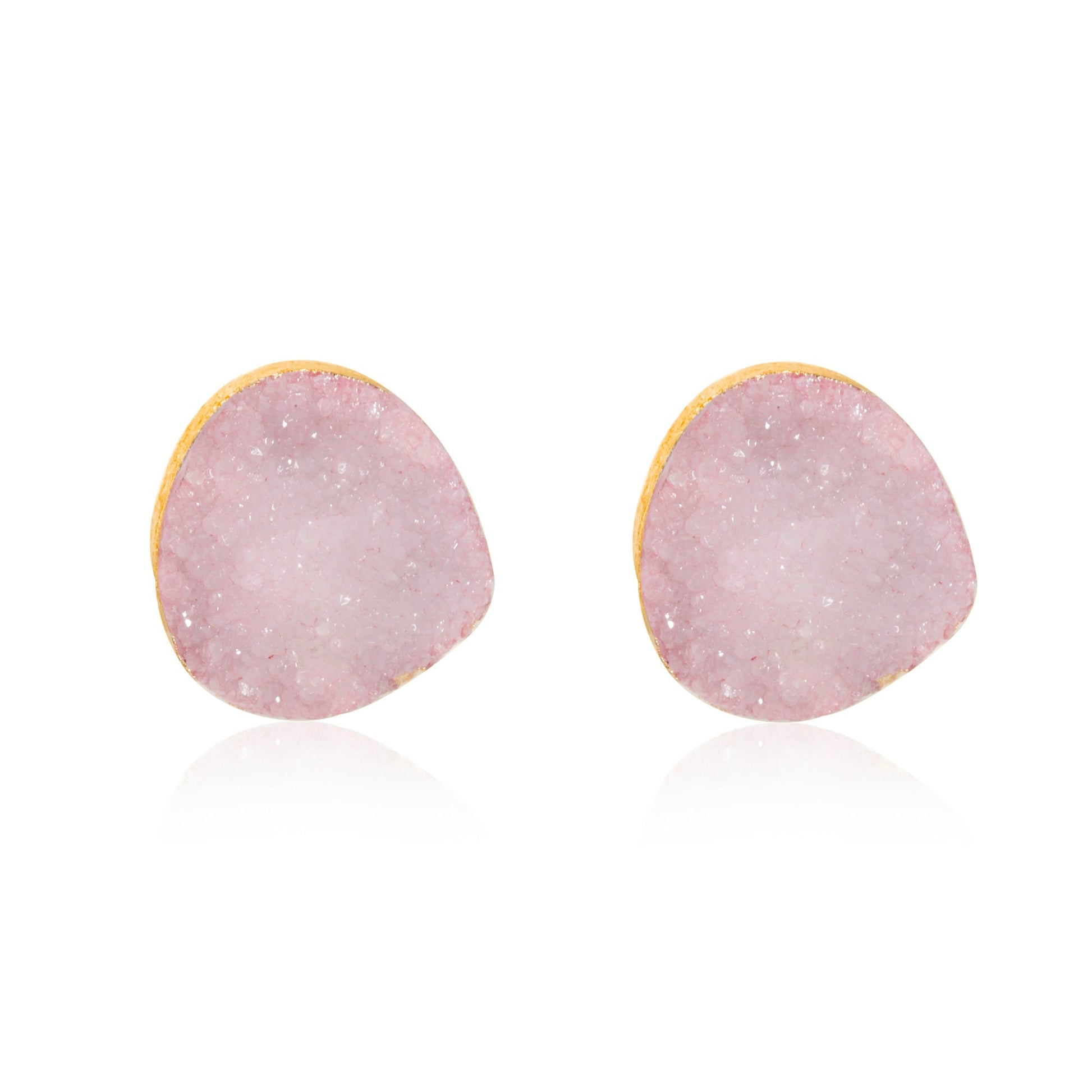 Pink Druzy Crystal Stud Drop Earrings