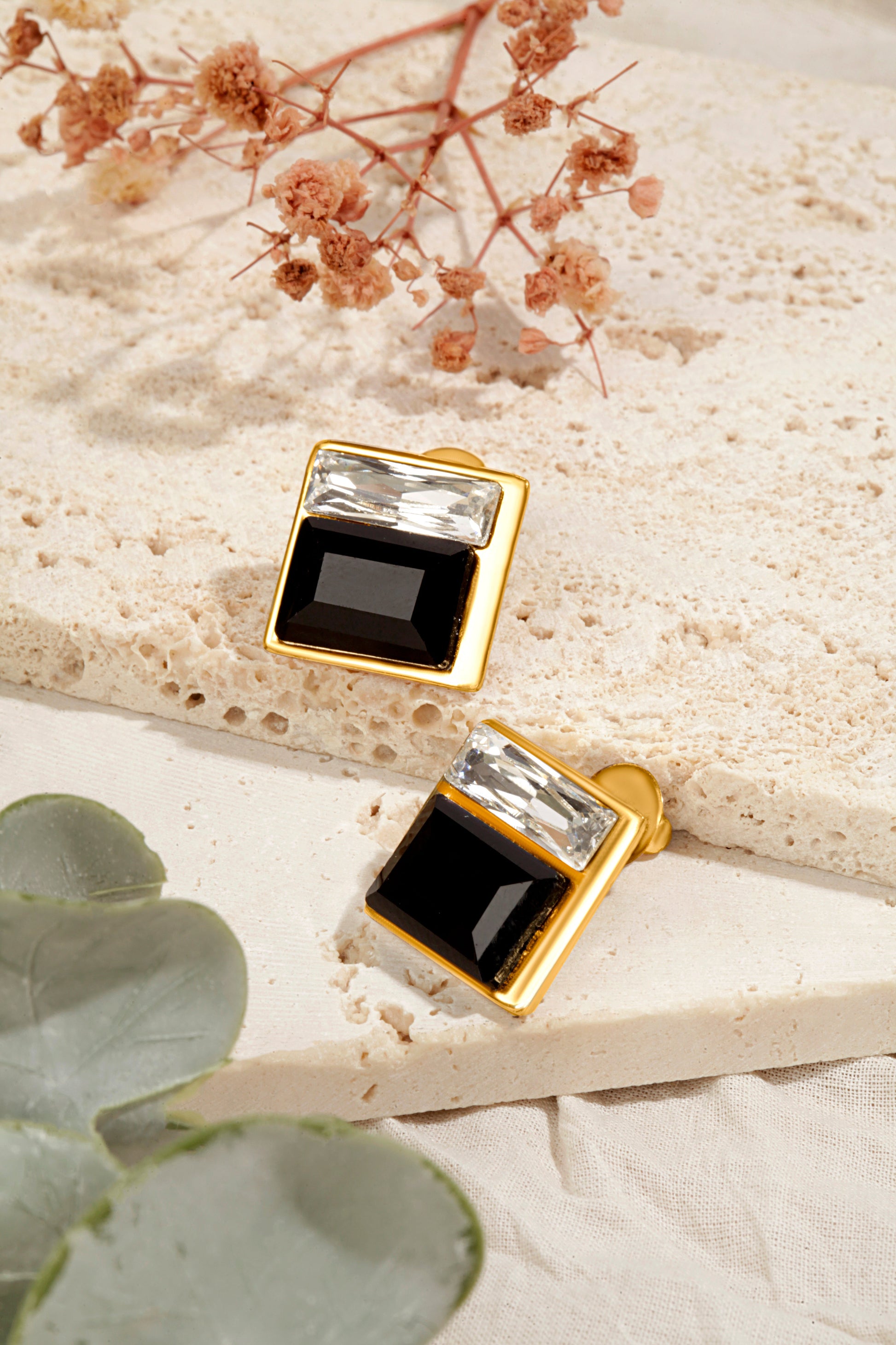 Black and White Austrian Crystal Earrings