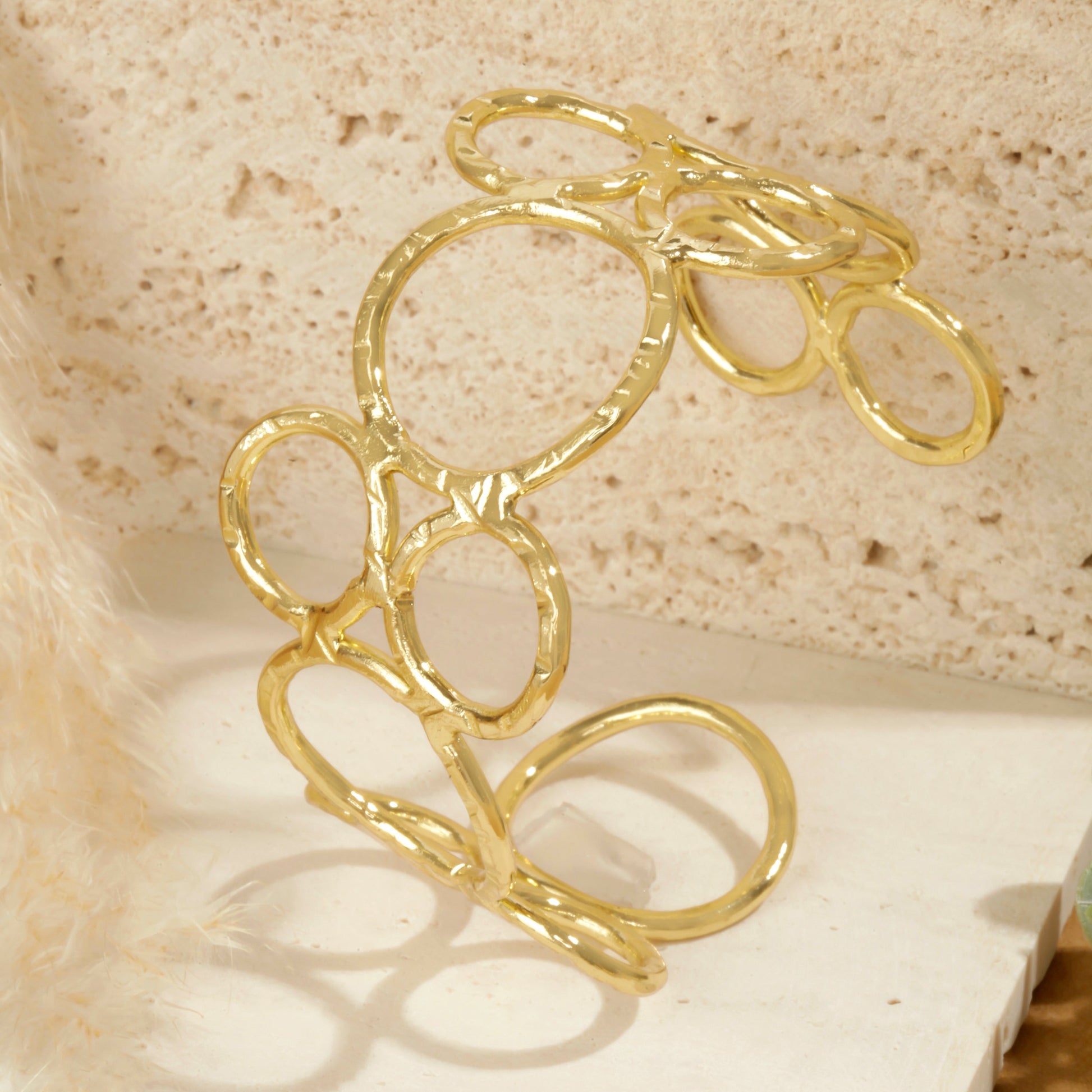 Hammered Gold Brass Cuff Bracelet Hypoallergenic Elegance by Evteraa