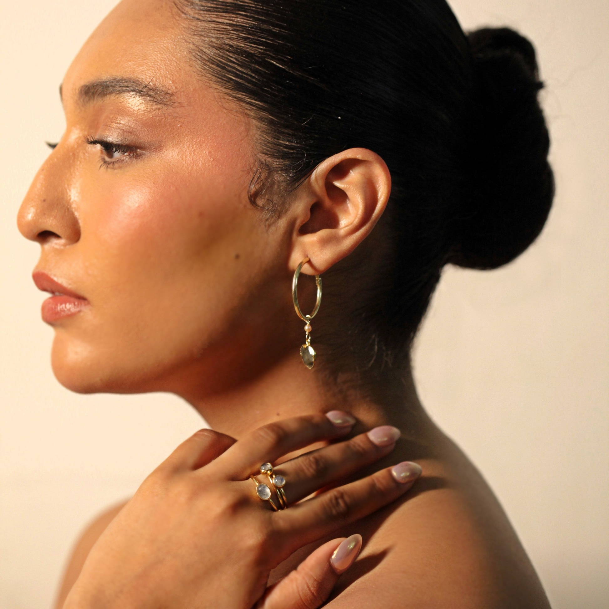 Labradorite Ring Set 18K Gold Plated Timeless Shine