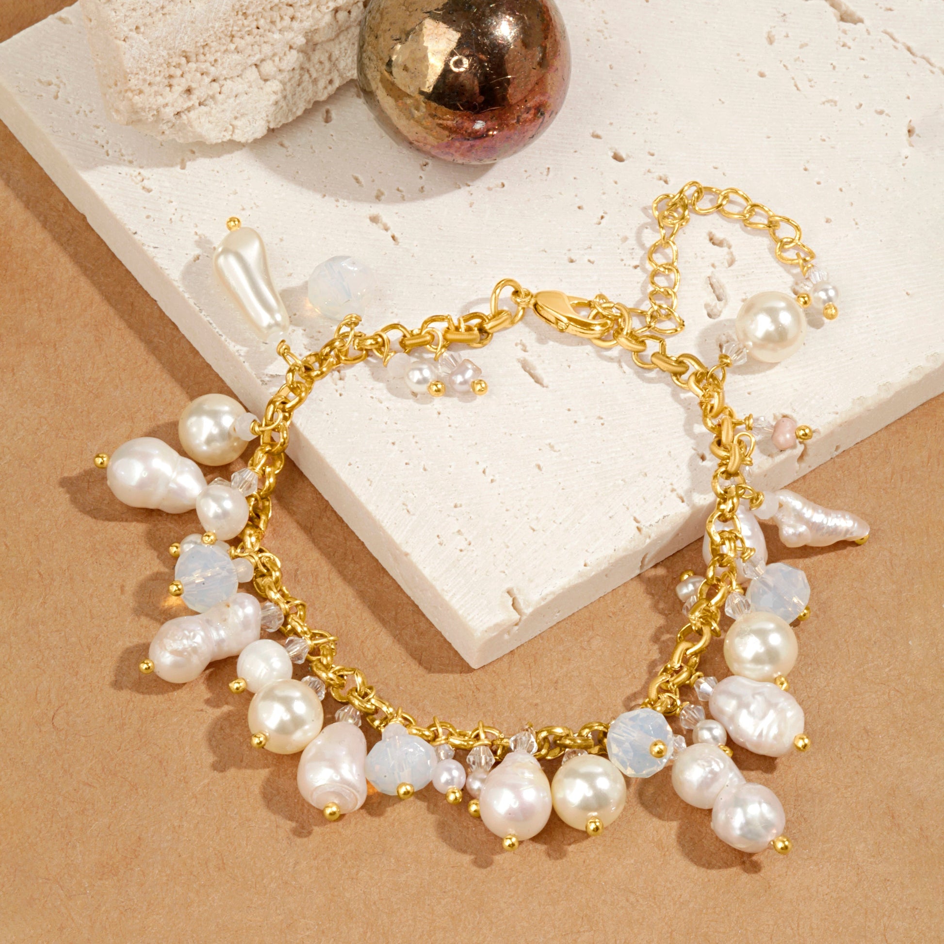 Freshwater Pearl Charm Bracelet Elegant Wrist Glow