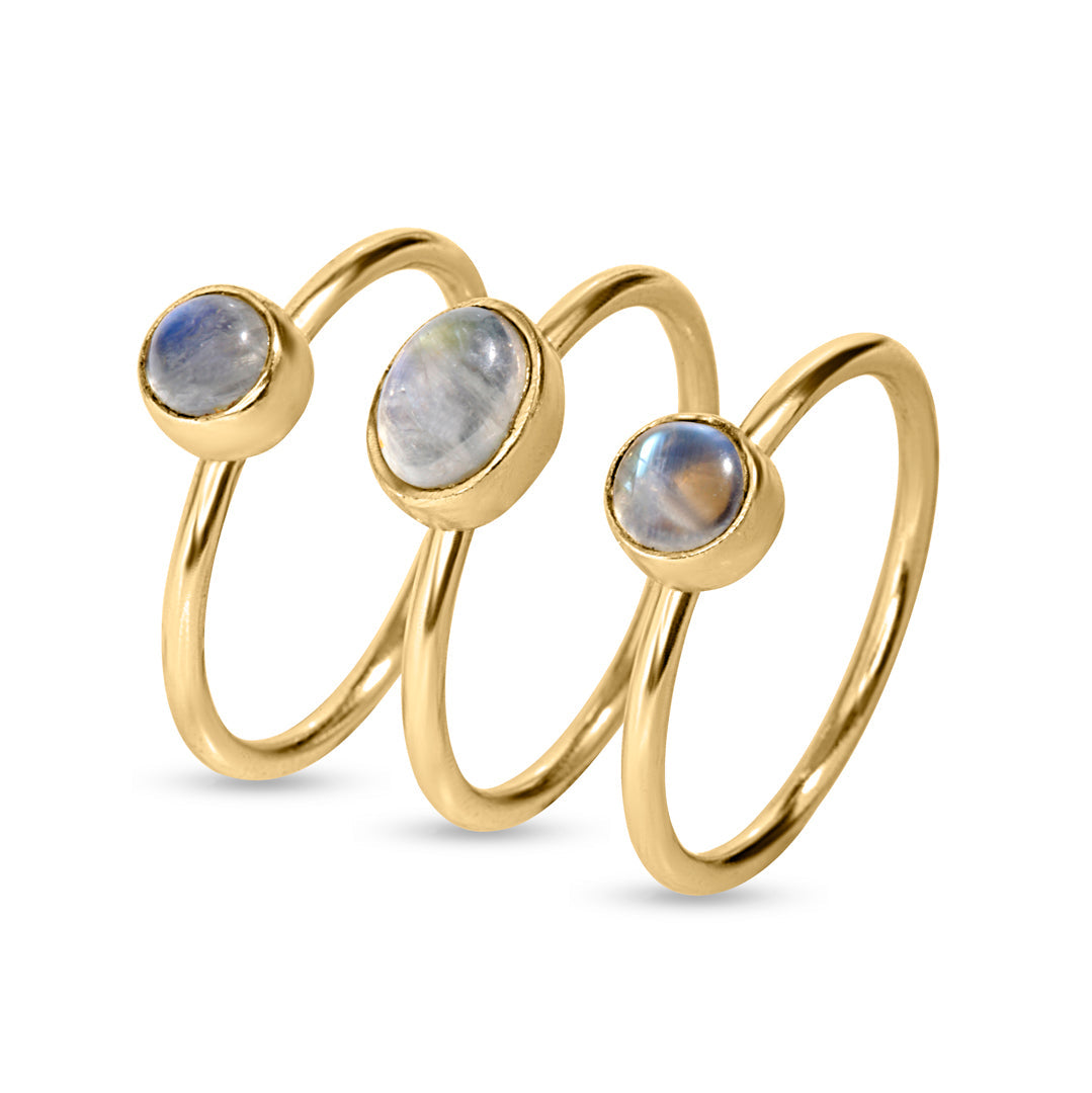 Labradorite Ring Set 18K Gold Plated Timeless Shine