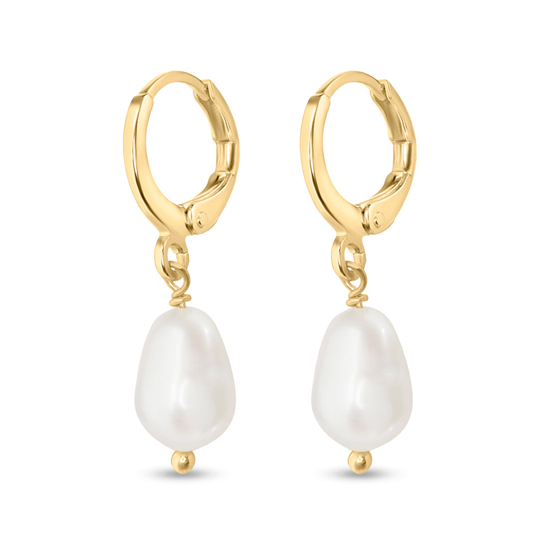 Gold Plated Pearl Drop Earrings Everyday Fun Style