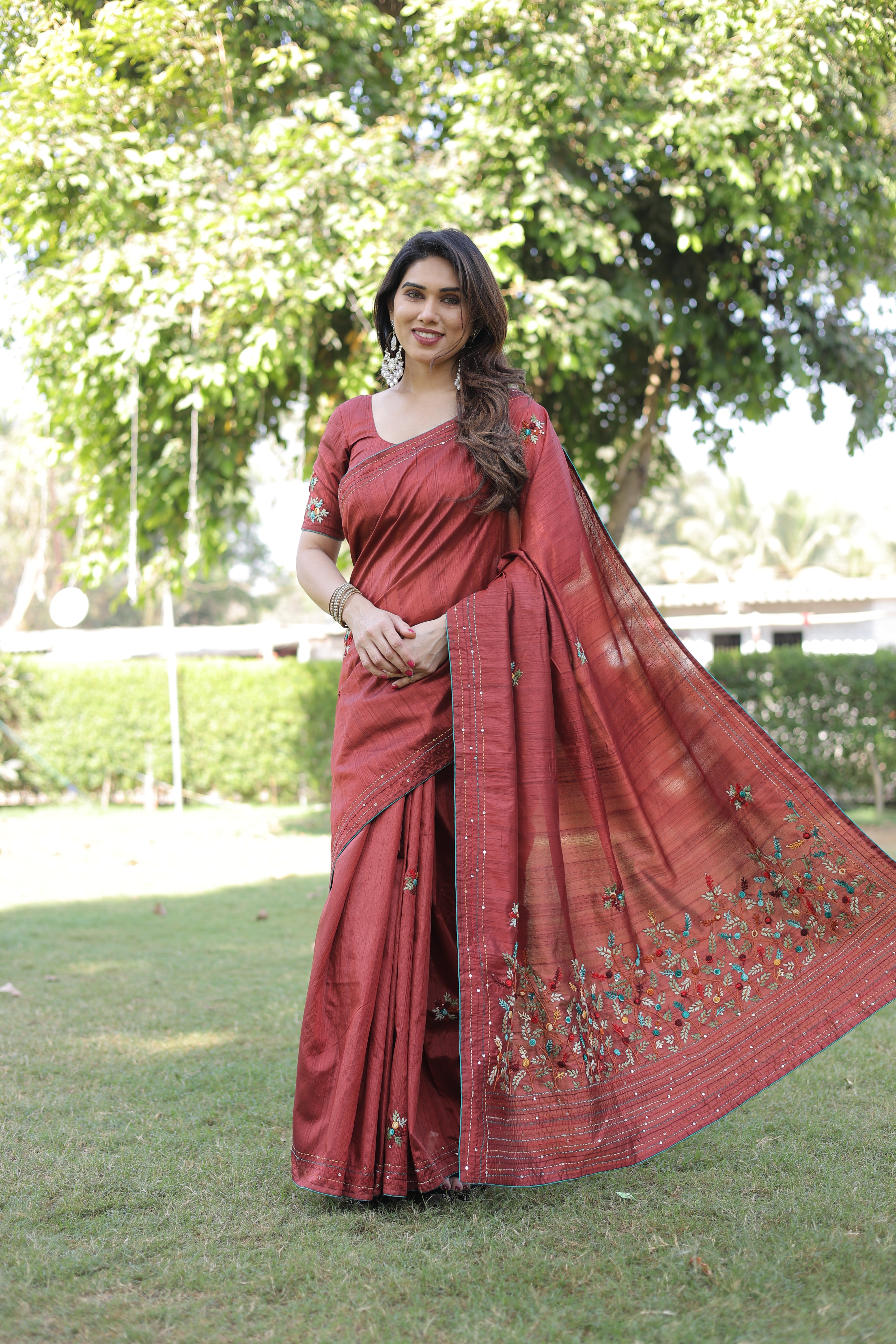 Shanti Red saree with blouse