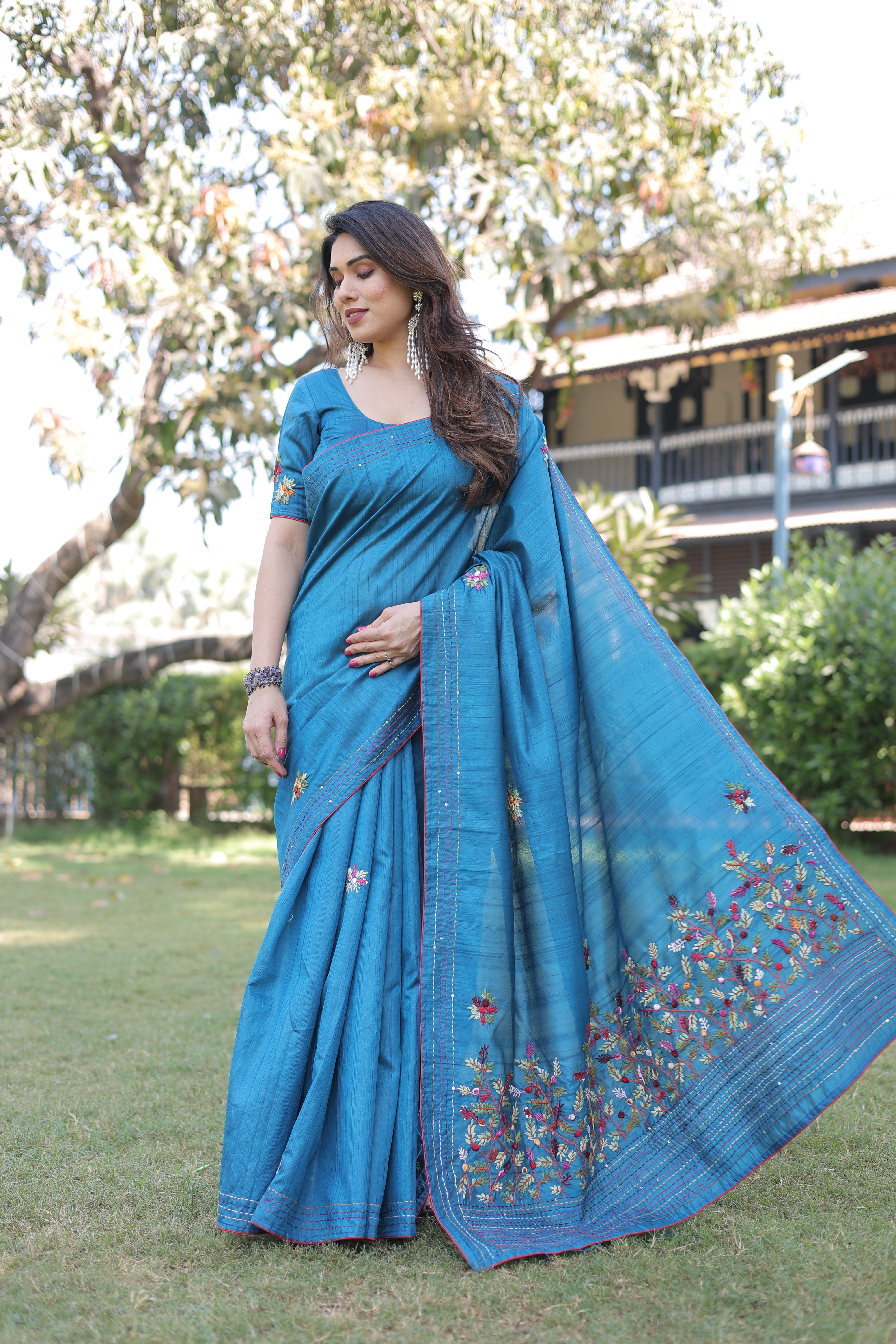 Shanti Blue saree with blouse