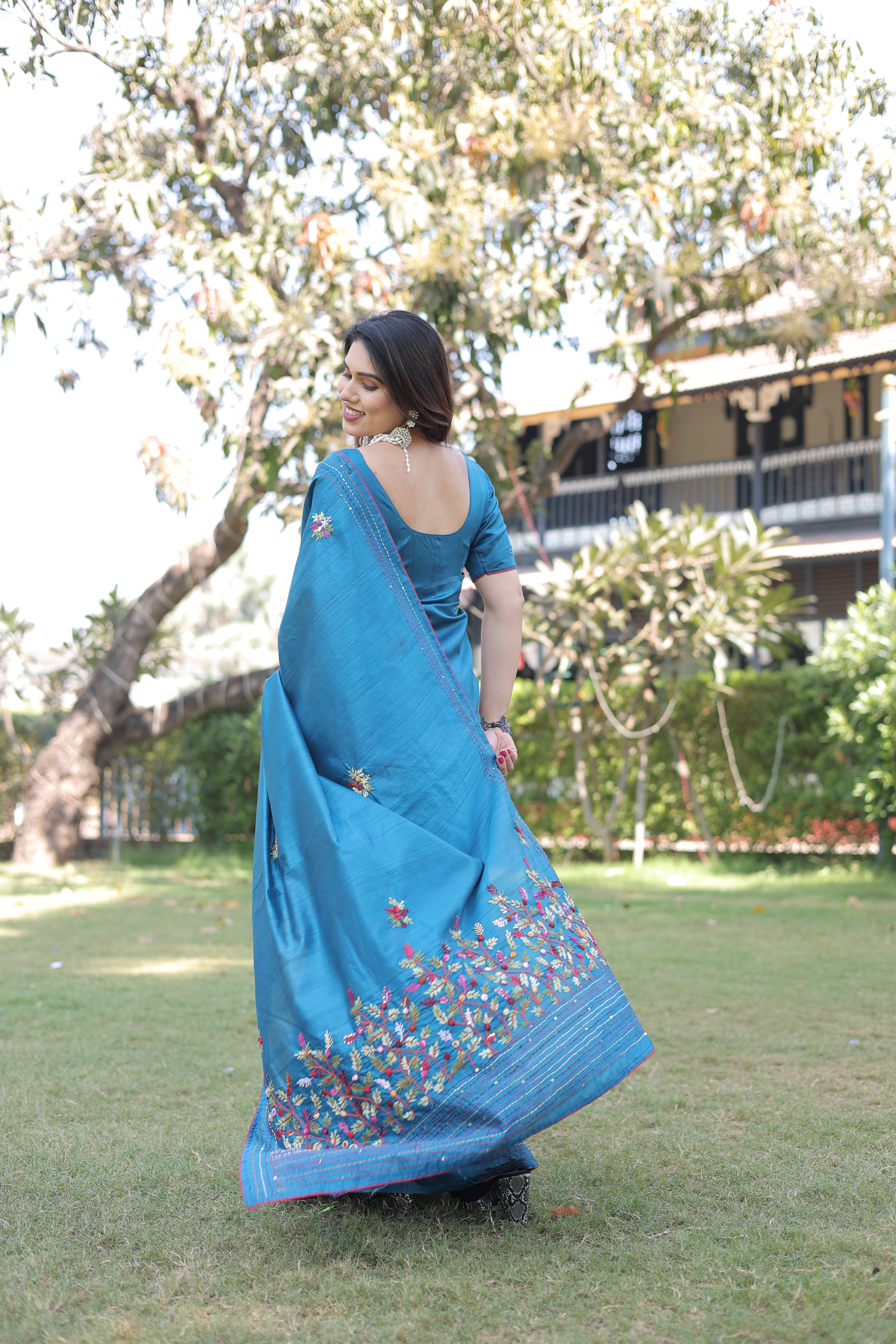 Shanti Blue saree with blouse