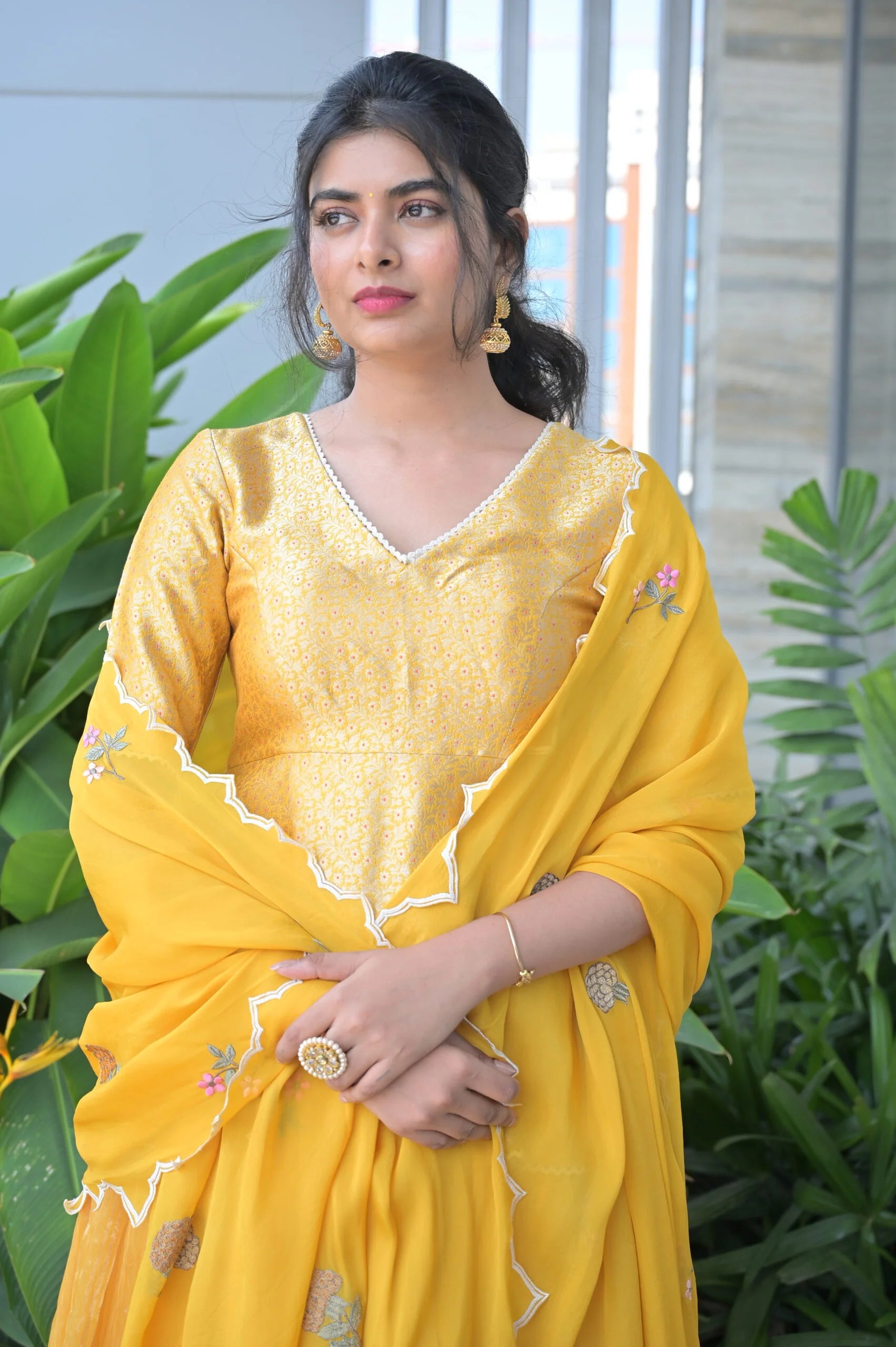 Tuscan Sun Yellow Organza Anarkali - Designer Anarkali Suit