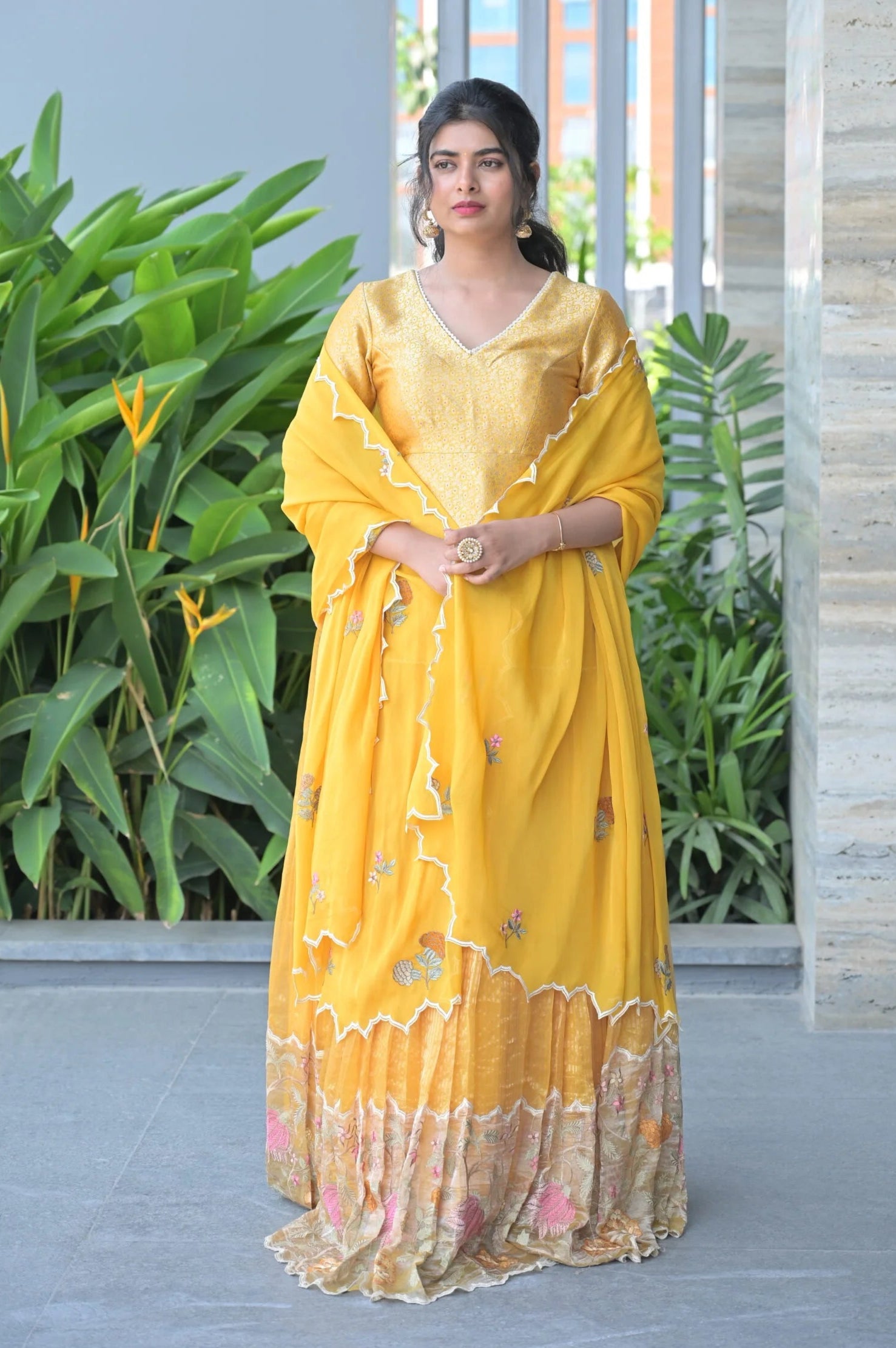 Tuscan Sun Yellow Organza Anarkali - Designer Anarkali Suit