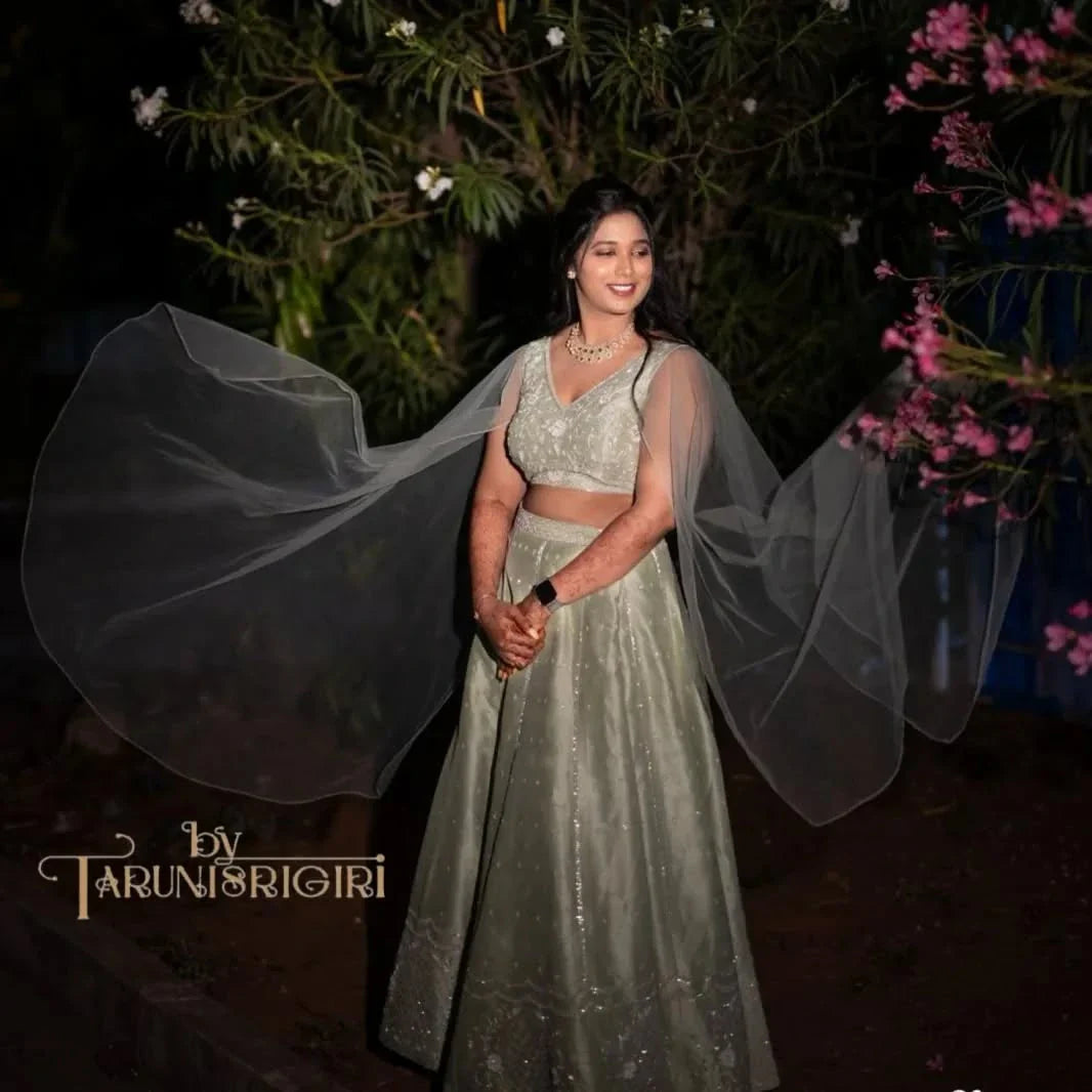 Exquisite Pista Green Raw Silk Lehenga Zari Zardosi Aari