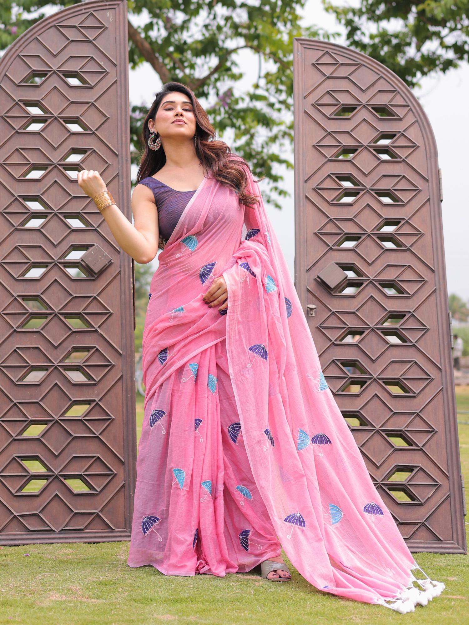 Rim Jhim cotton embroidery saree with blouse