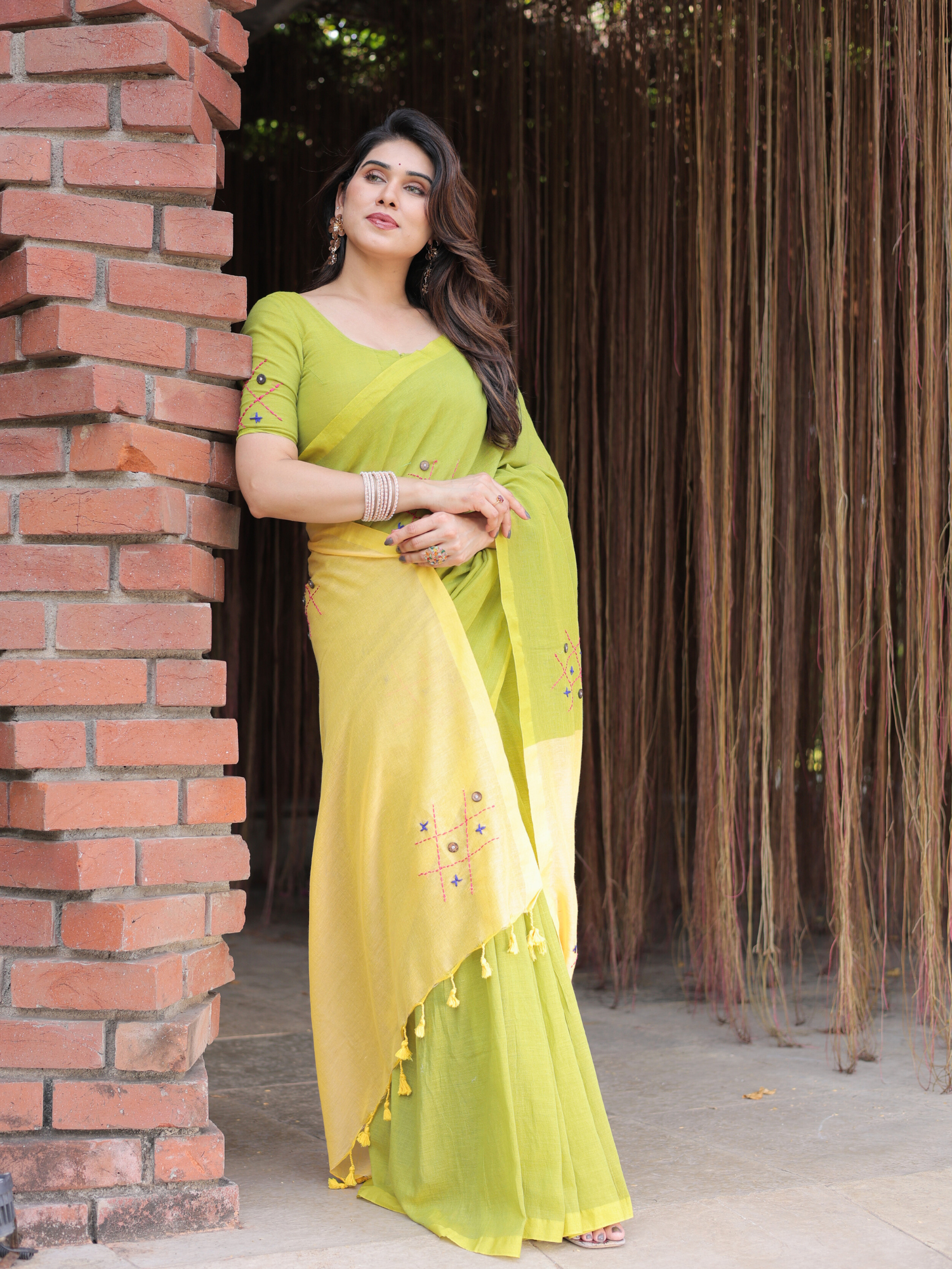 XOXO cotton embroidered saree with blouse