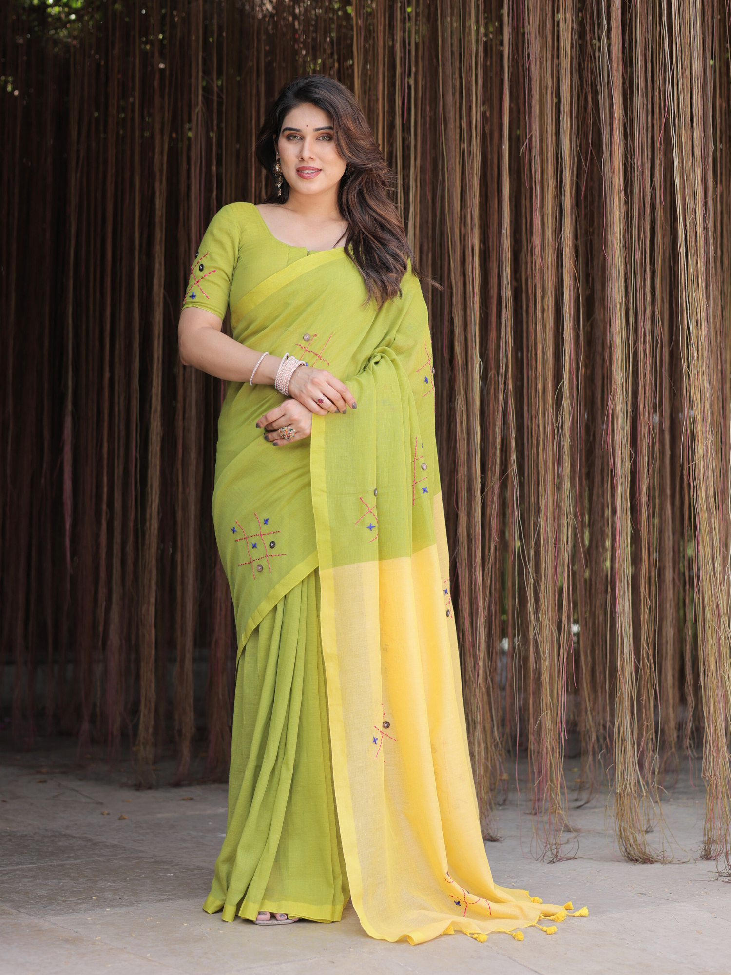 XOXO cotton embroidered saree with blouse