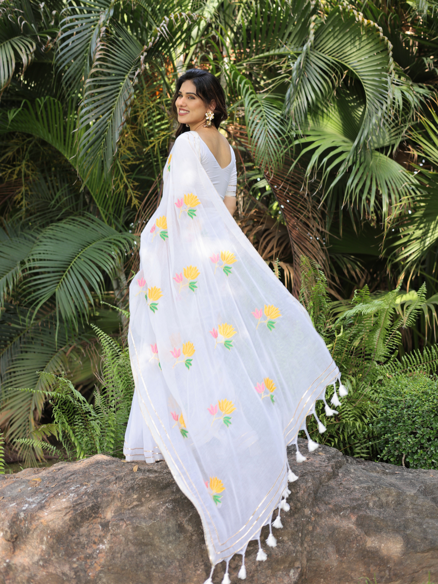 Sonam cotton embroidered saree with blouse