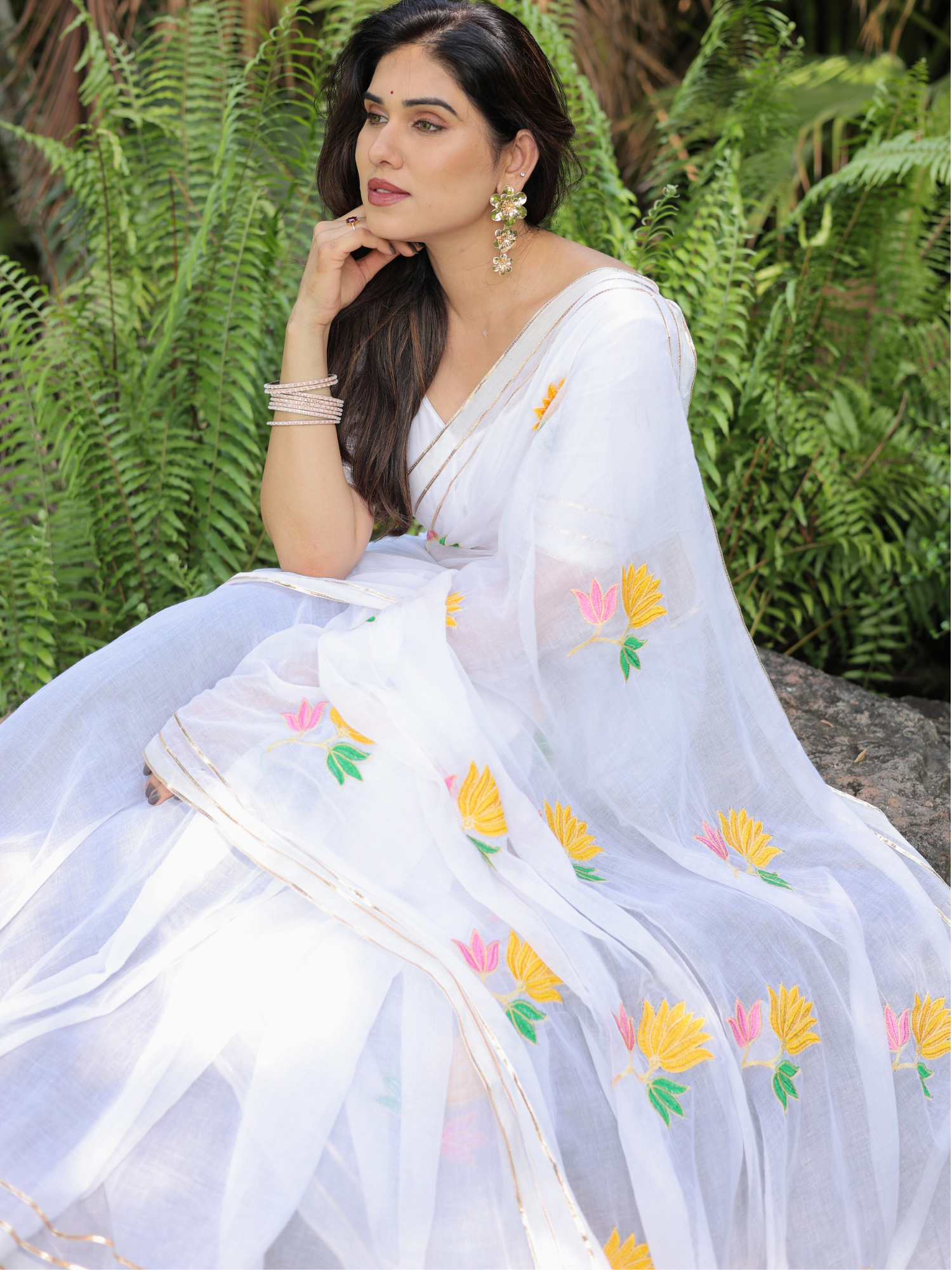 Sonam cotton embroidered saree with blouse