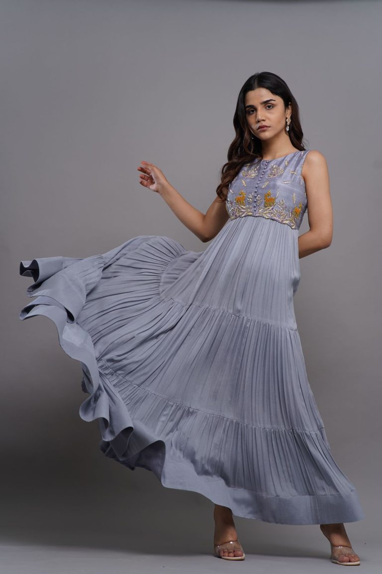 Gray Georgette Gown - Long Ethnic Gown