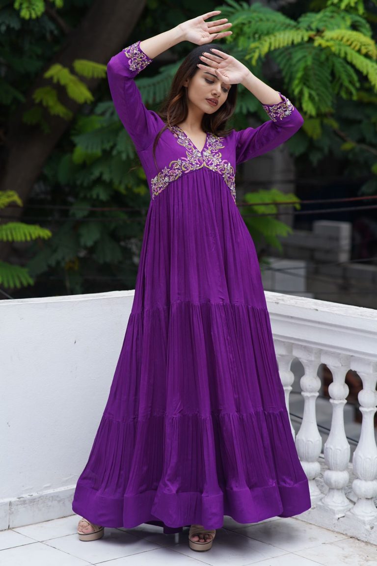 Purple Chiffon Gown - Fusion Party Gown