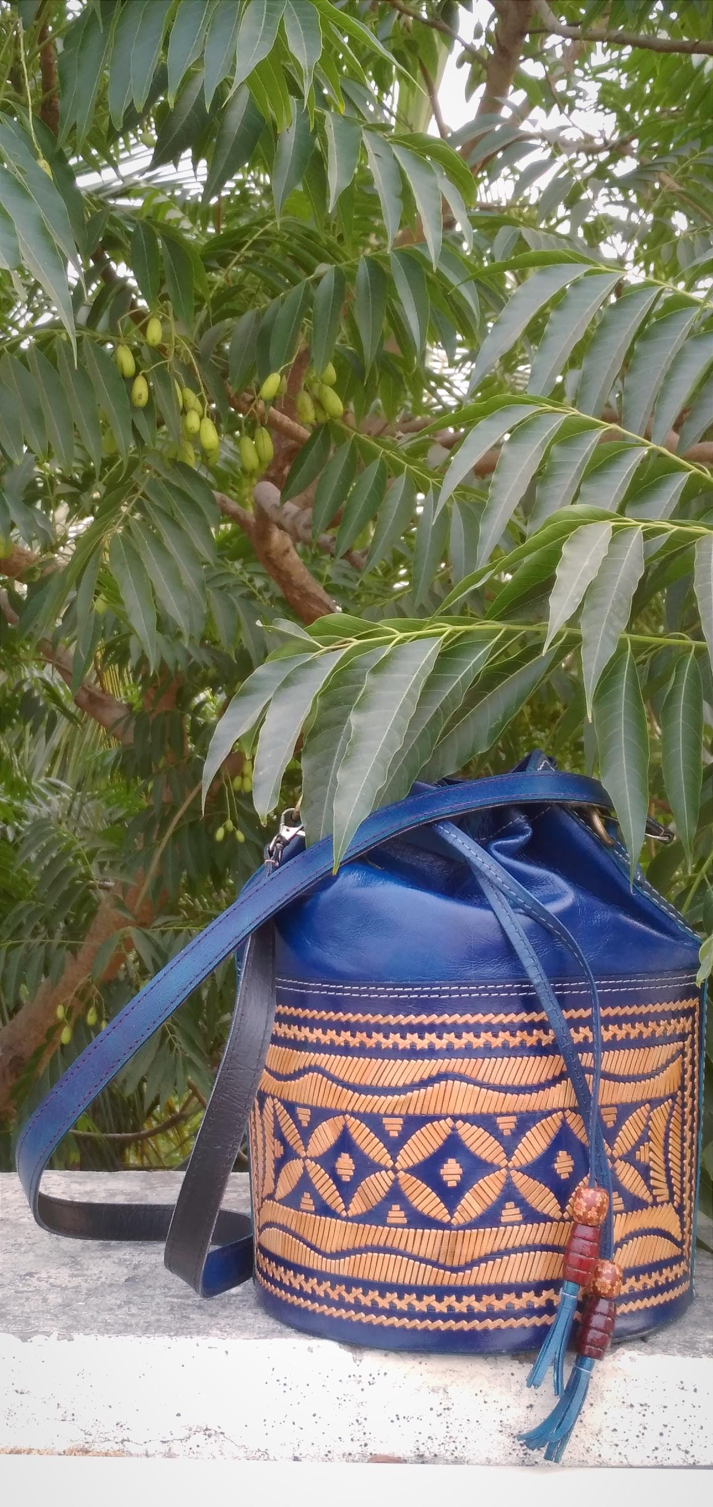Indigo Blue Cruelty-Free Leather Batua Styled Sling Bag
