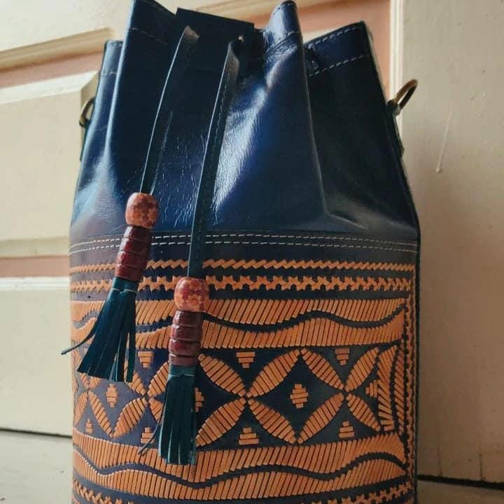 Indigo Blue Cruelty-Free Leather Batua Styled Sling Bag