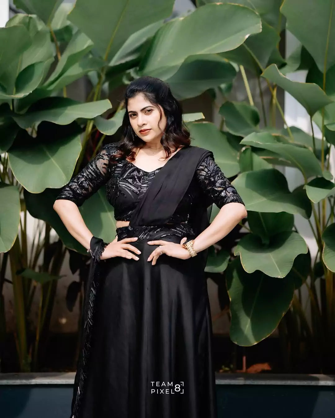 Luxurious Regal Black Organza Lehenga Set Mix Embroidery