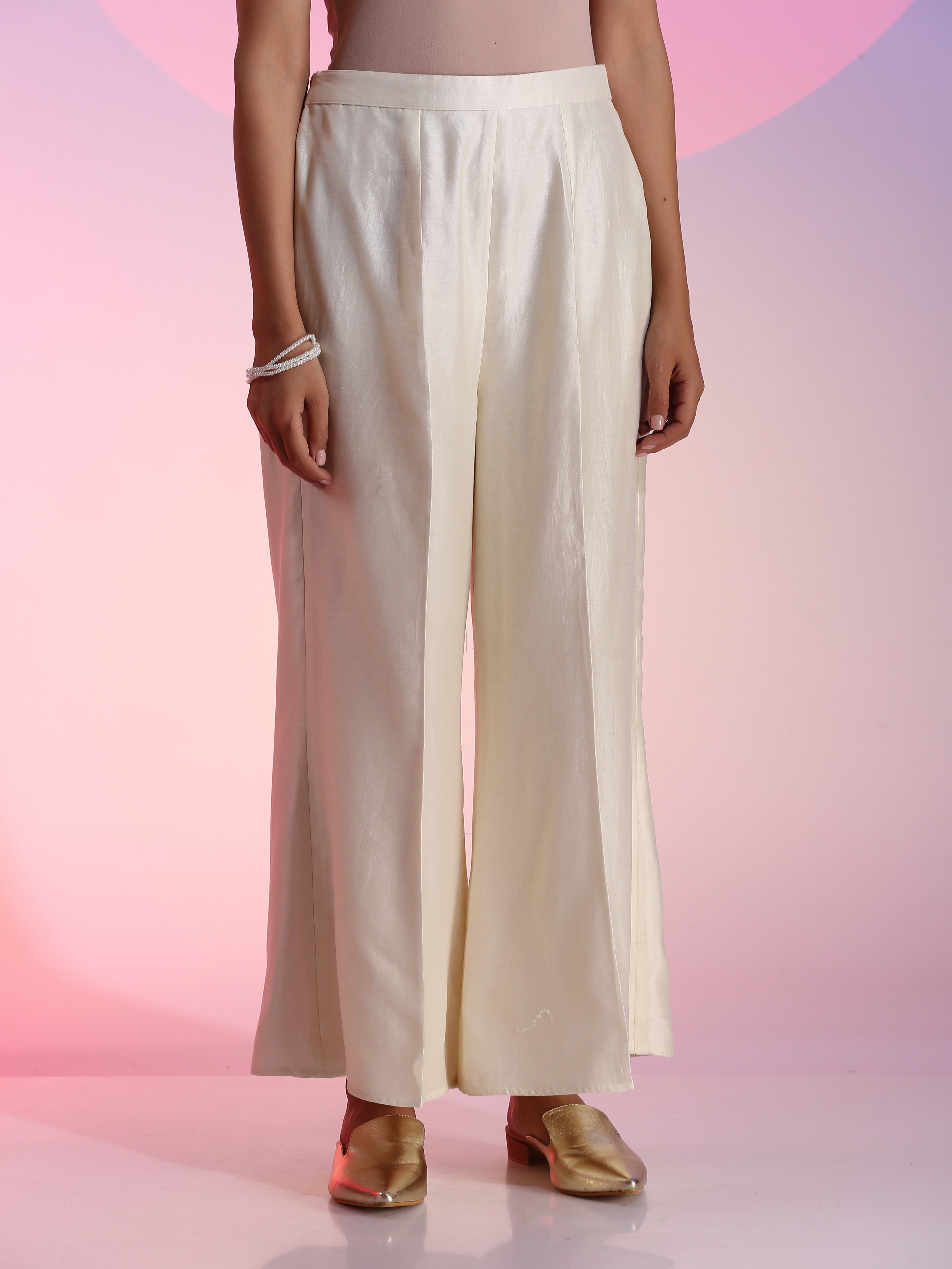 Ivory Resham Beadwork Kalidar Kurta Pants Set Heavy Shoulder Detail