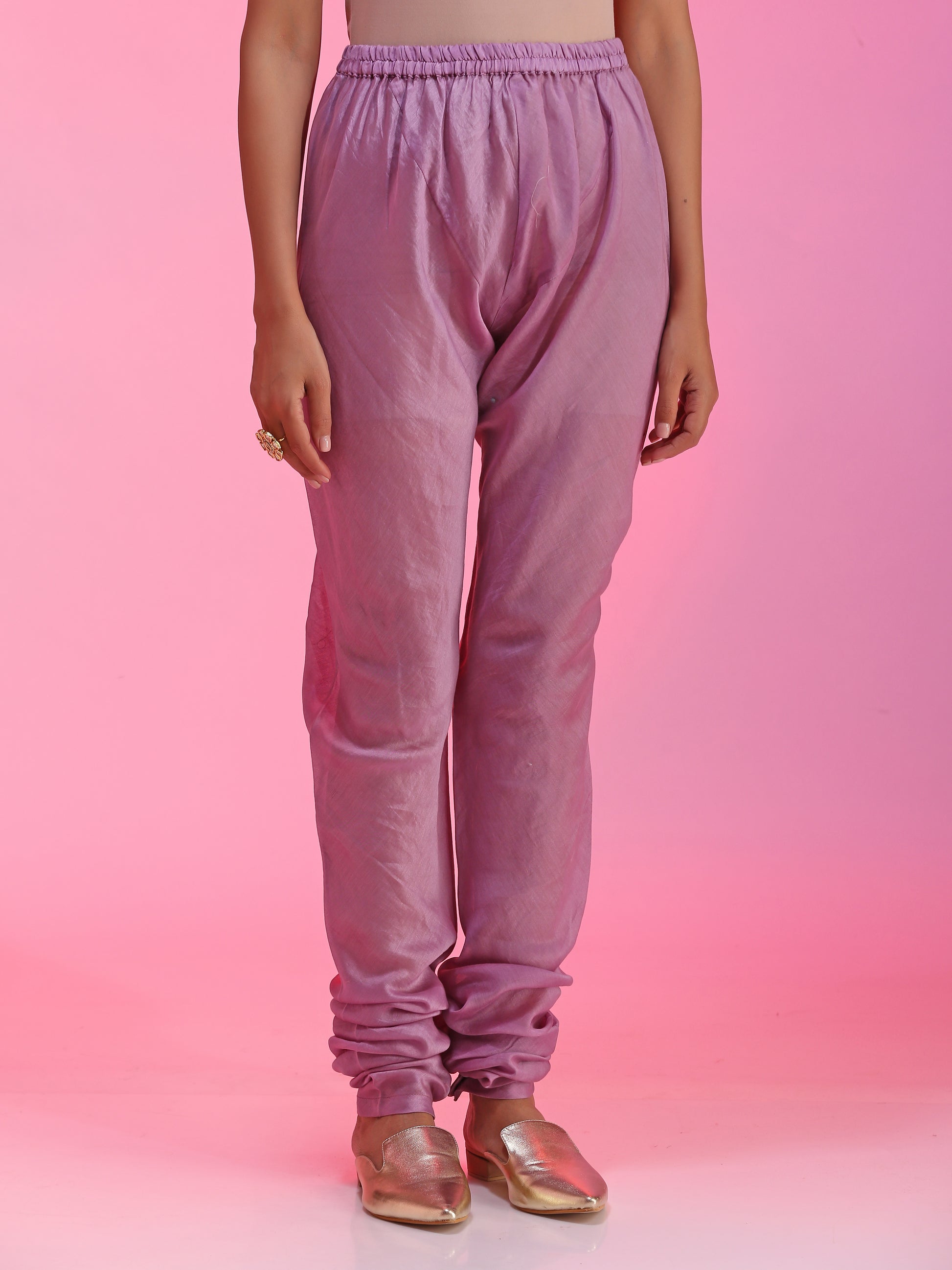 Lilac Mauve Chanderi Zardozi Neck Kalidar Kurta Set Armlet Sleeve