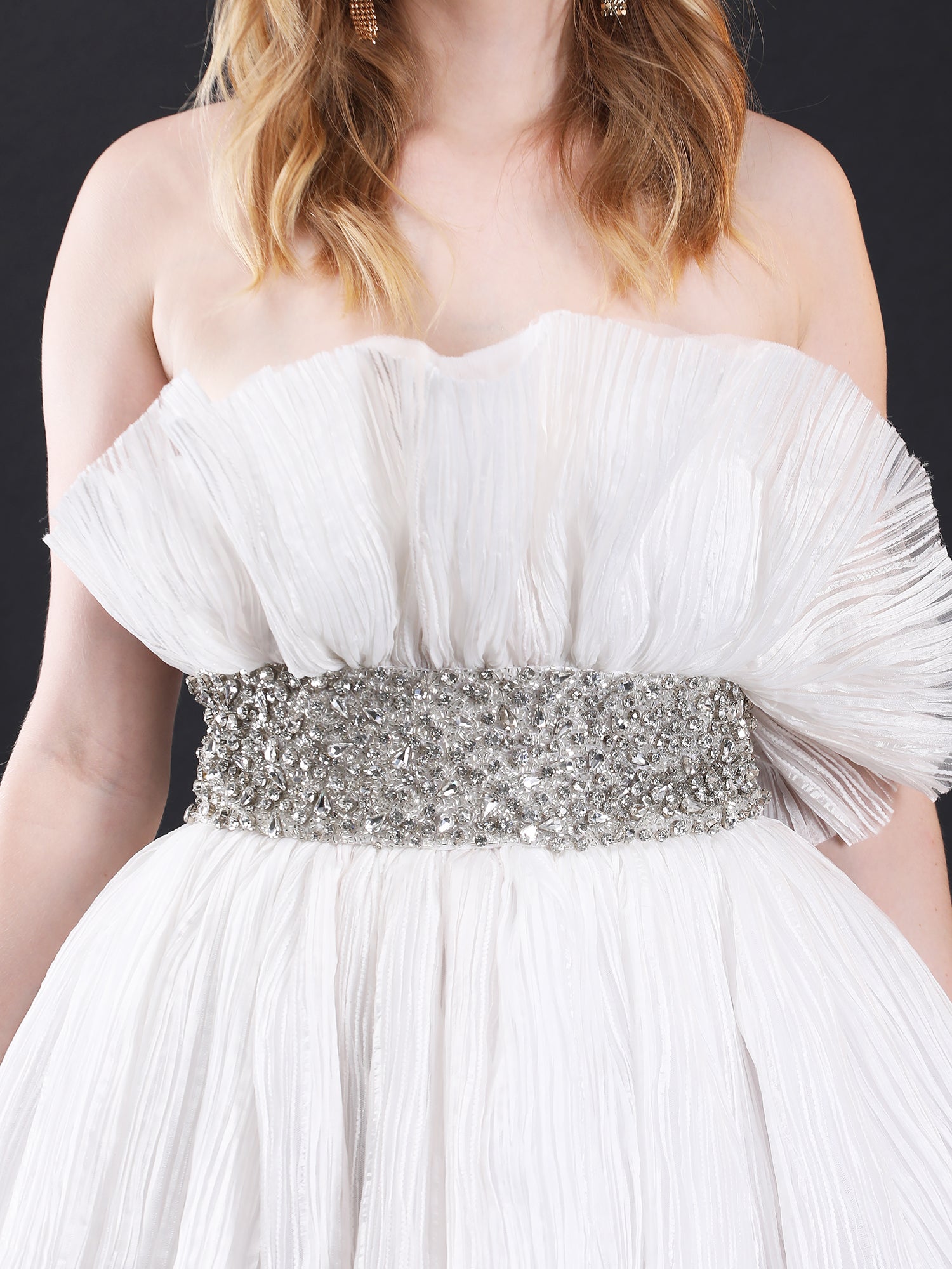 Radiant White Organza Moonlight Ensemble Short Dress Beadwork