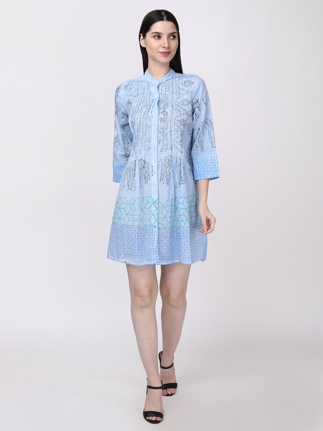 Heritage Blue Indigo Cotton Block Print Dress