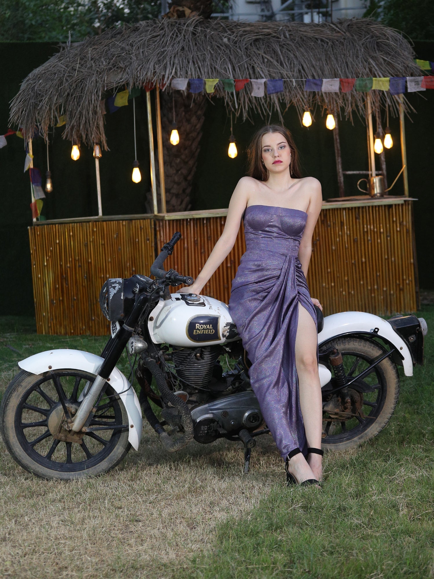 Enchanting Purple Metallic Satin Mystic Desire Gown