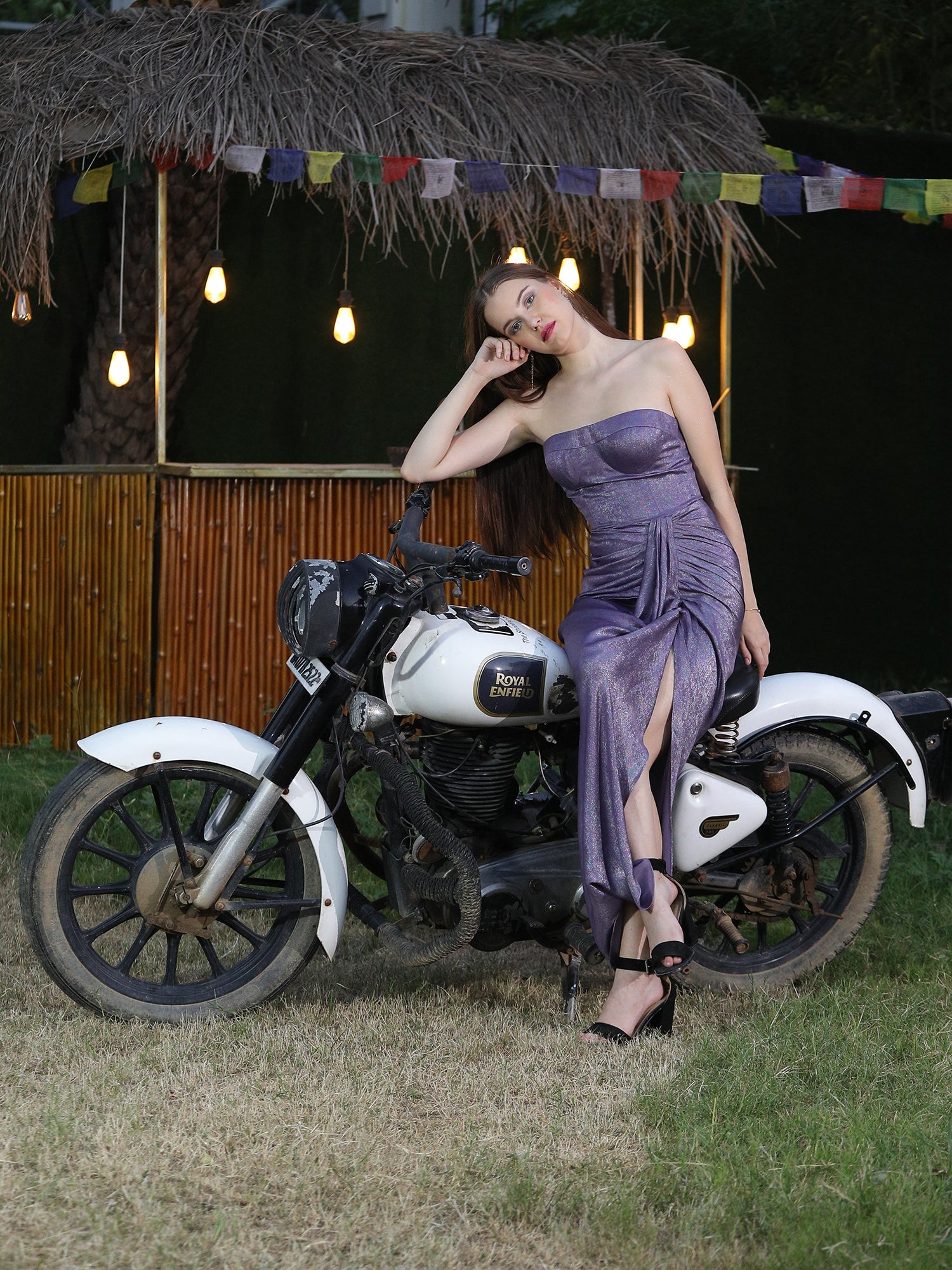 Enchanting Purple Metallic Satin Mystic Desire Gown