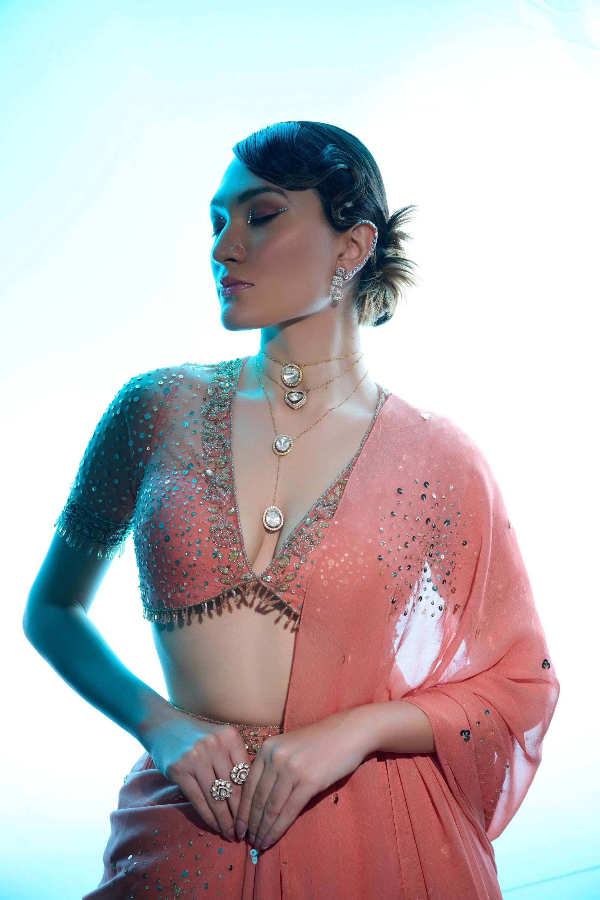 Elegant Rust Orange Georgette Apricot Affair Lehenga Organza Dupatta
