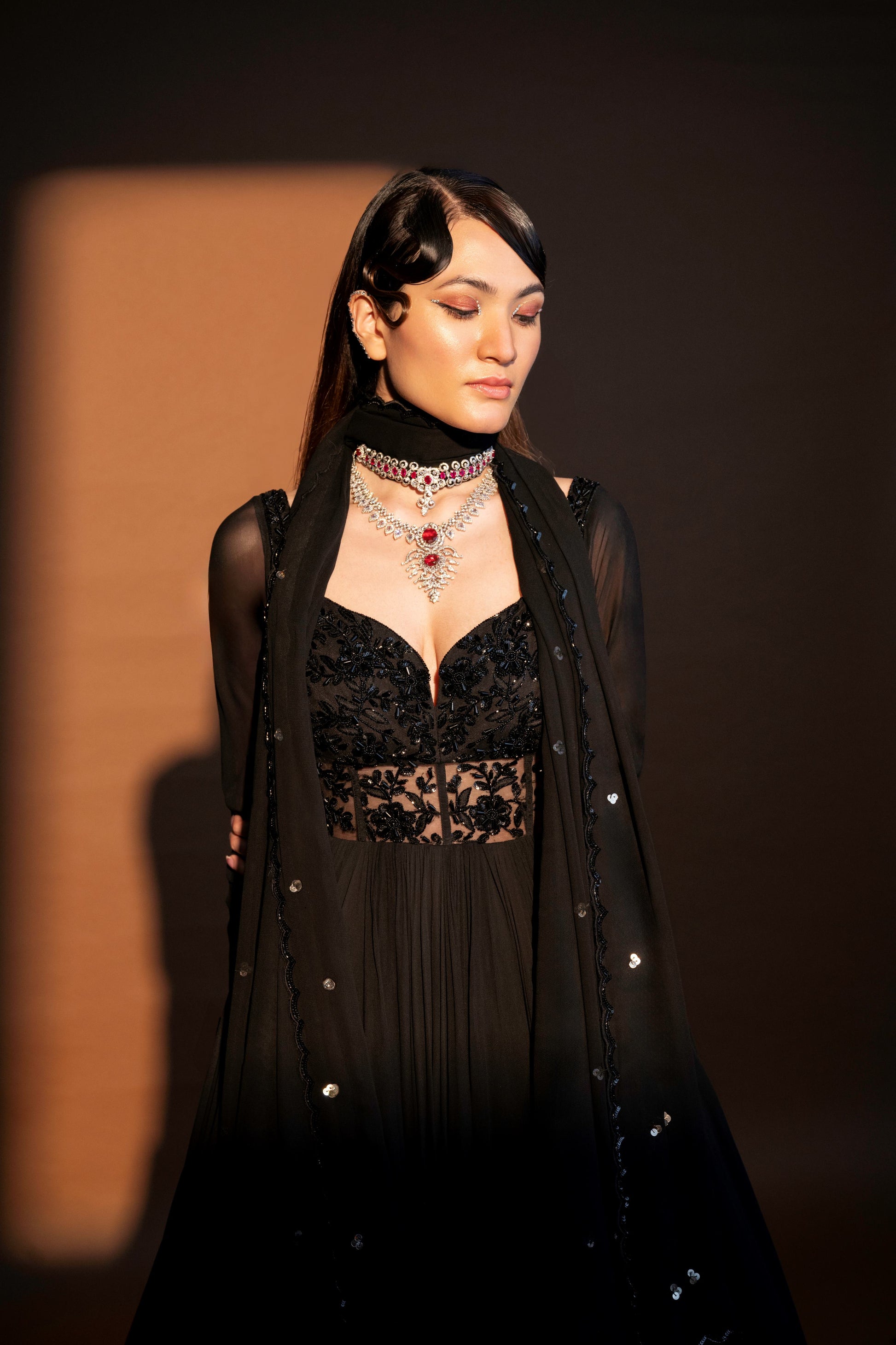 Epitome Black Georgette Midnight Majesty Anarkali Embroidery