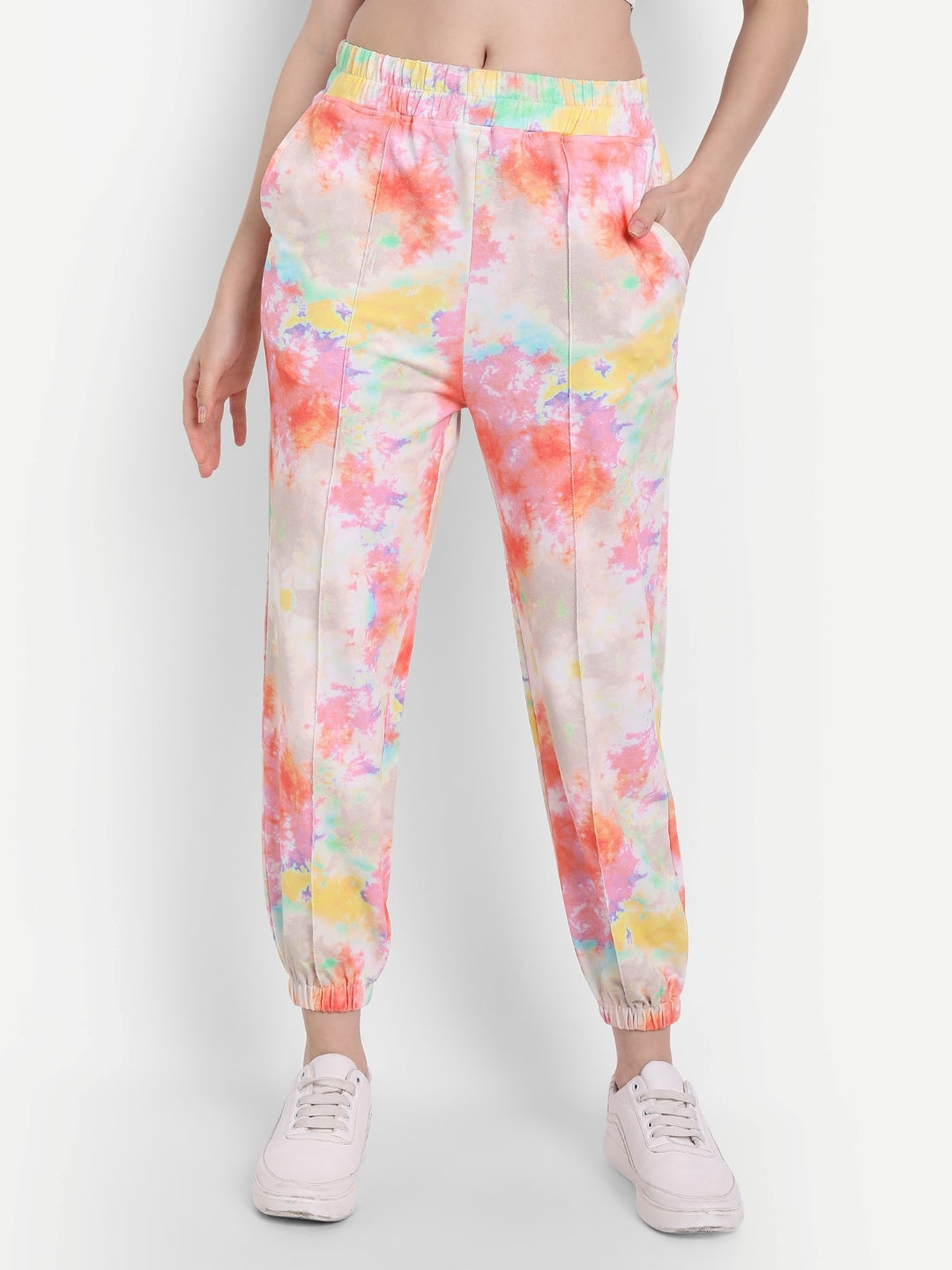 Vibrant Peach French Terry Iris Knit Tie-Dye Coord Set