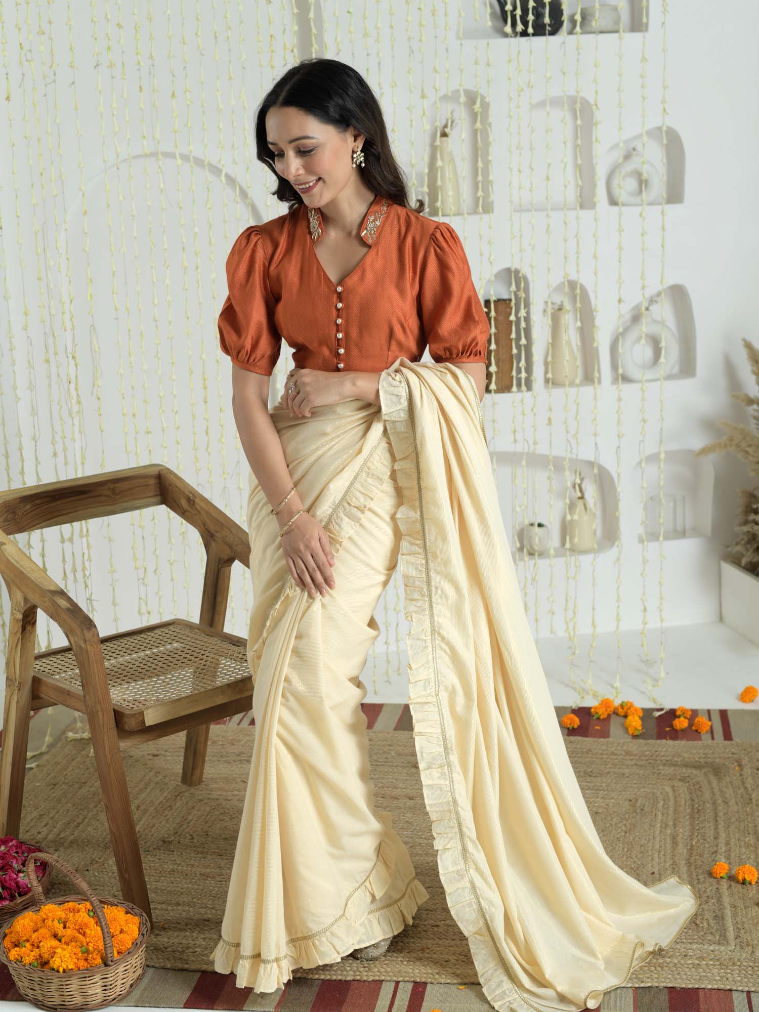 Chameli- Cream saree with blouse