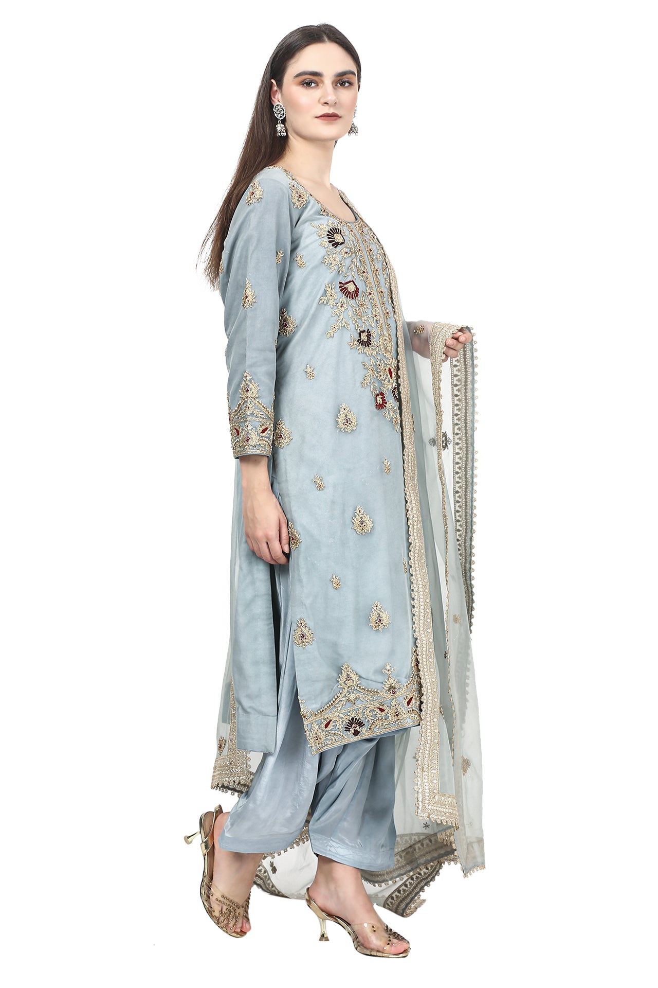 Grey Kurta Set with Dori and Zardozi Artistry