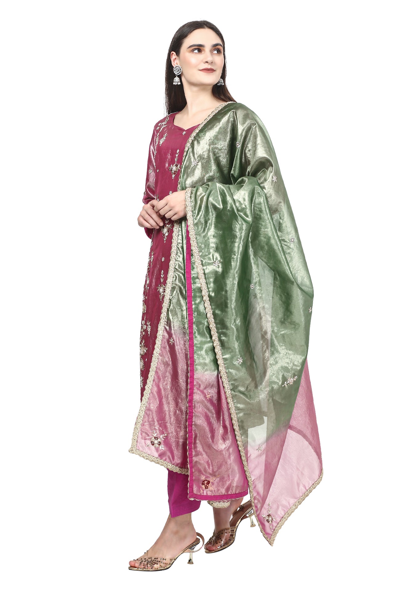 Magenta Kurta Set with Traditional Zardozi Work