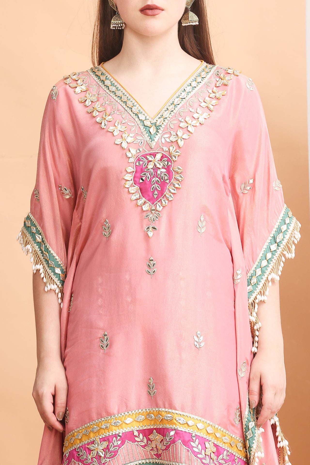 Radiant Pink Short Kaftan & Sharara Set