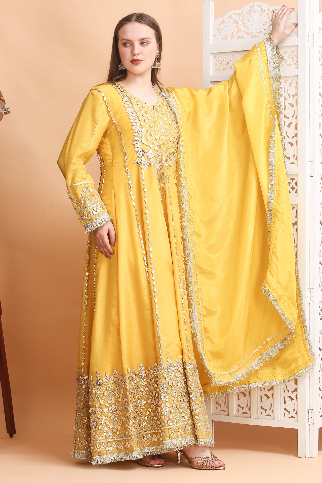 Radiant Sun-Kissed Yellow Gota Patti Anarkali Suit