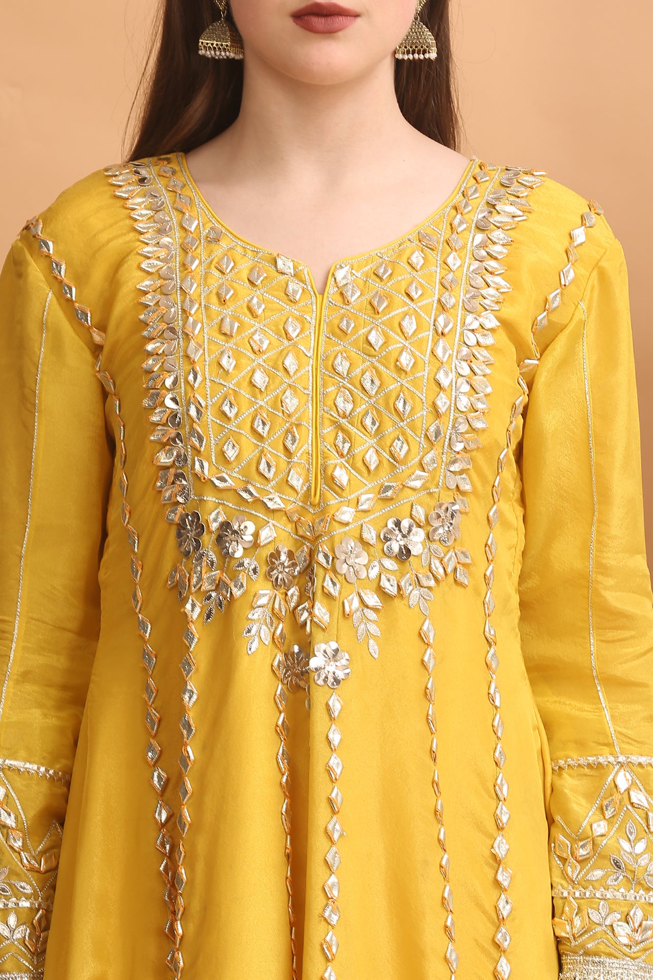 Radiant Sun-Kissed Yellow Gota Patti Anarkali Suit