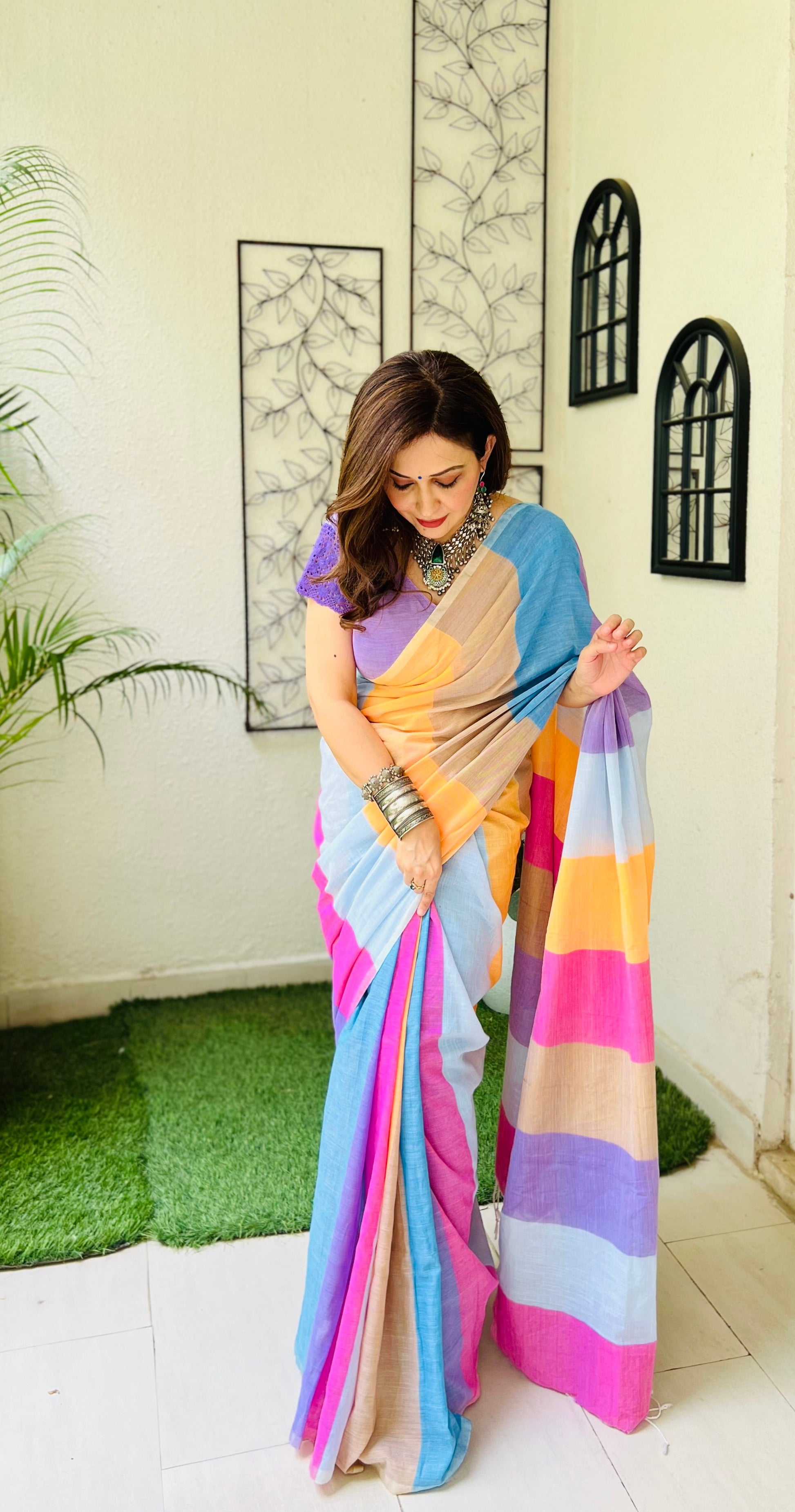Arya Multi Color Saree With Blouse