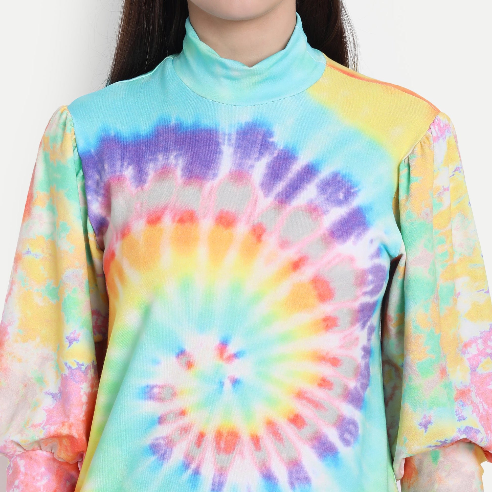 Vibrant Peach French Terry Iris Knit Tie-Dye Coord Set