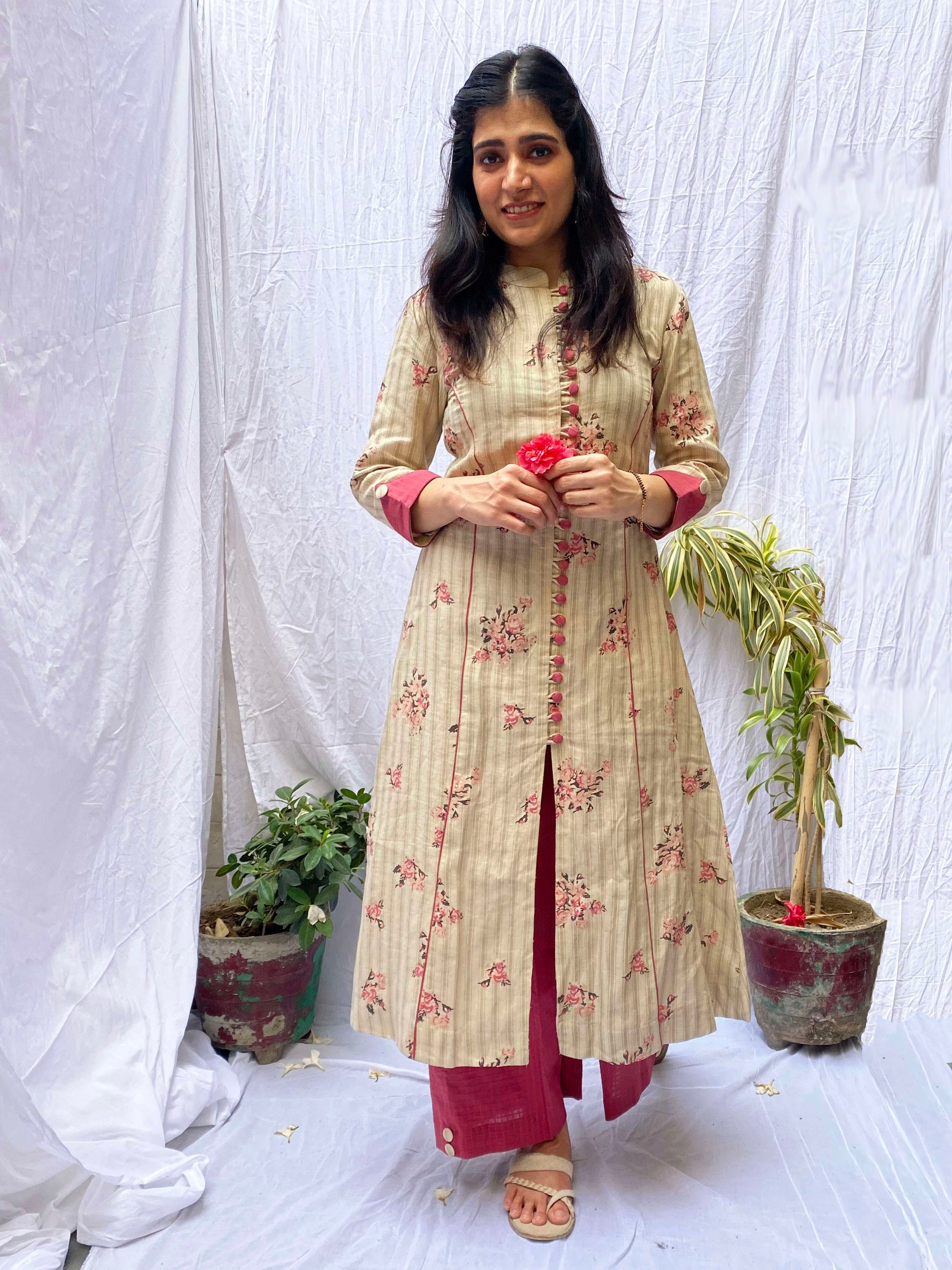 Set Of 2- Rose Blush Kurta Pant Set