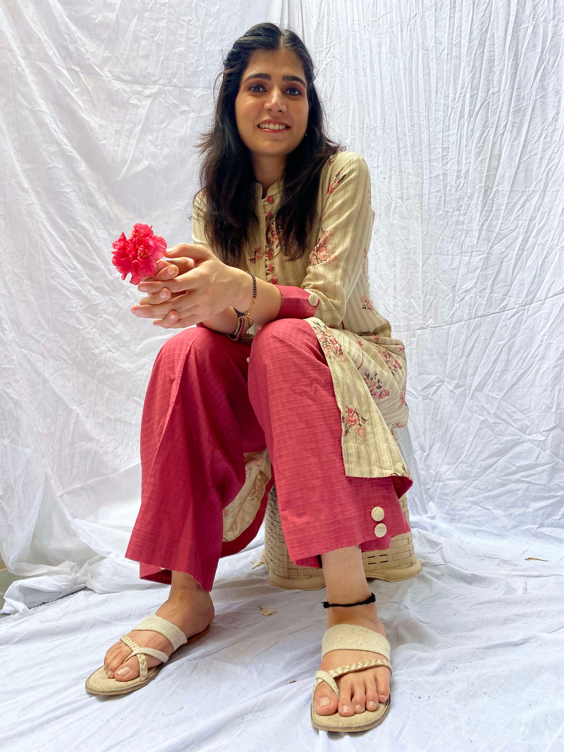 Set Of 2- Rose Blush Kurta Pant Set