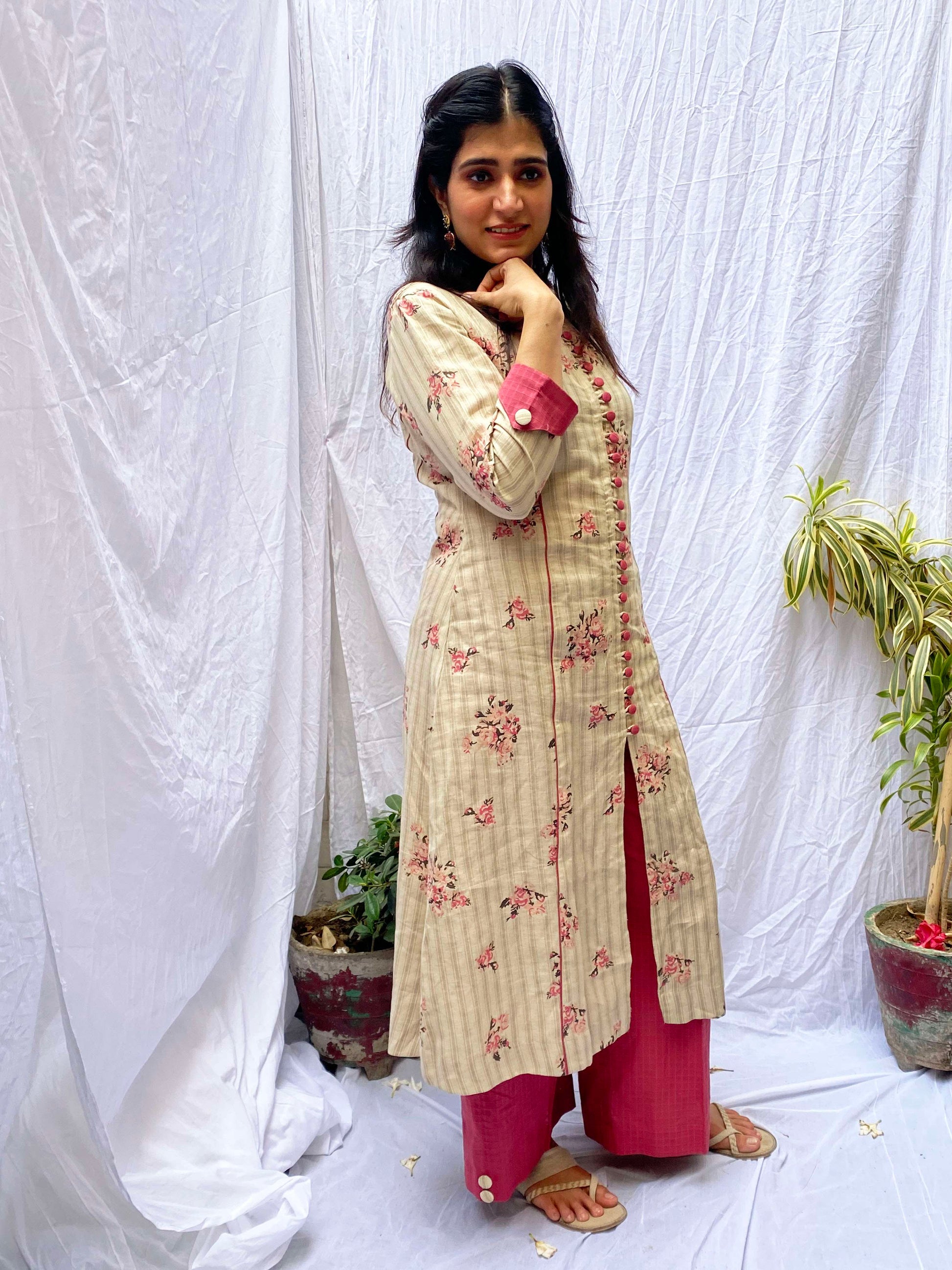 Set Of 2- Rose Blush Kurta Pant Set