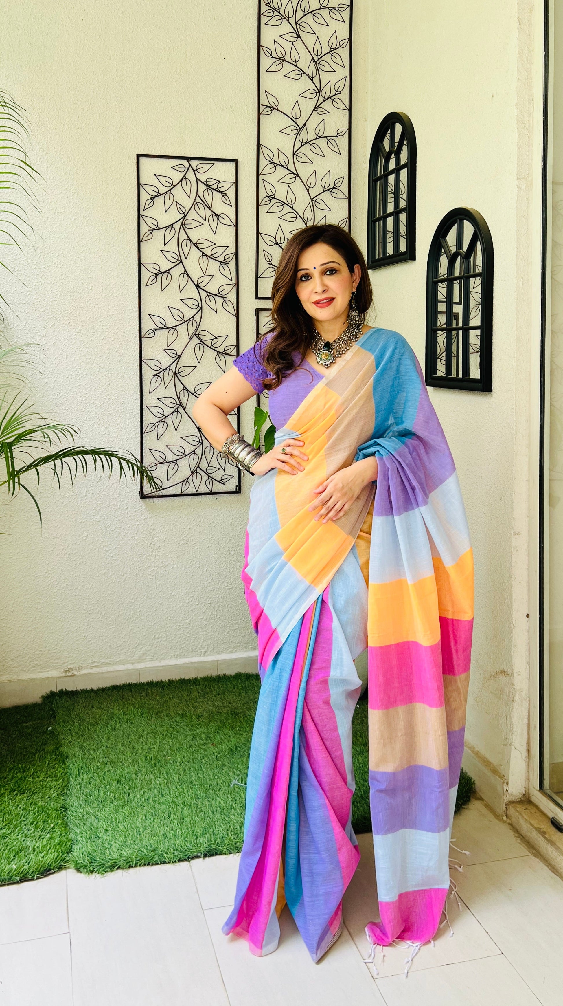 Arya Multi Color Saree With Blouse