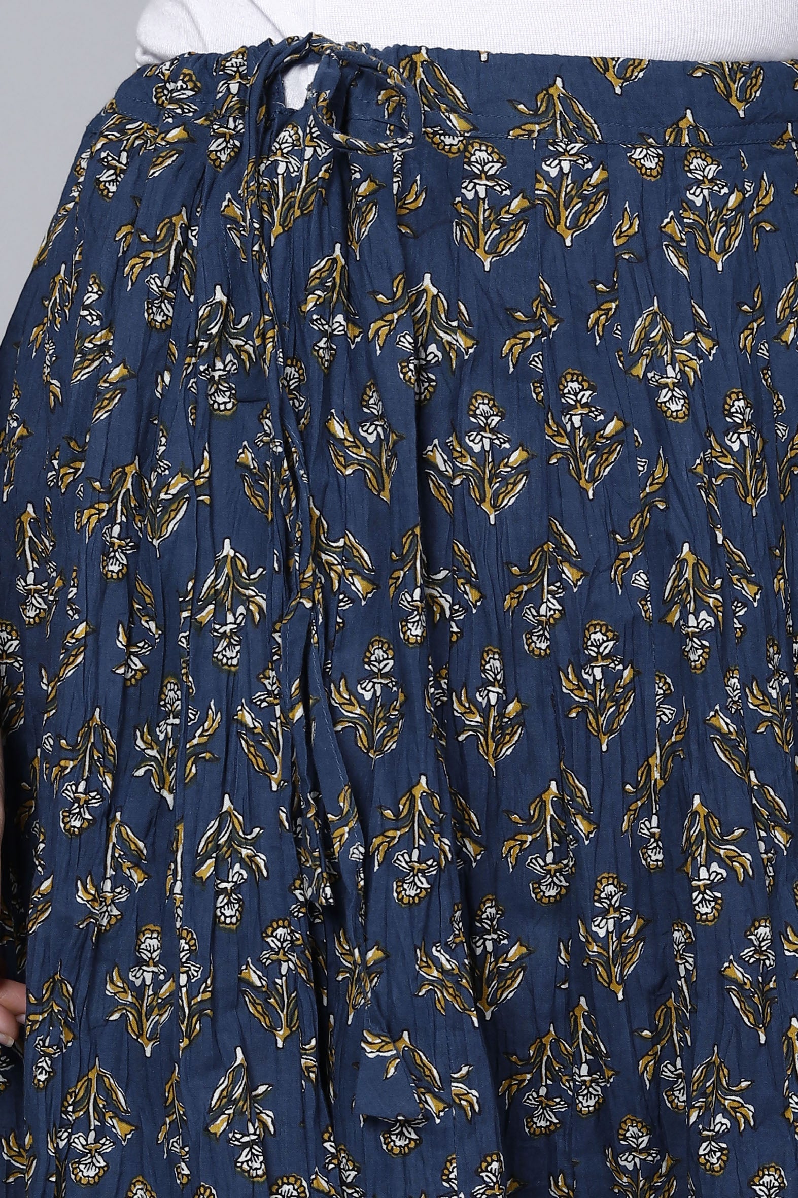Stylish Navy Jaal Printed Long Cotton Skirt