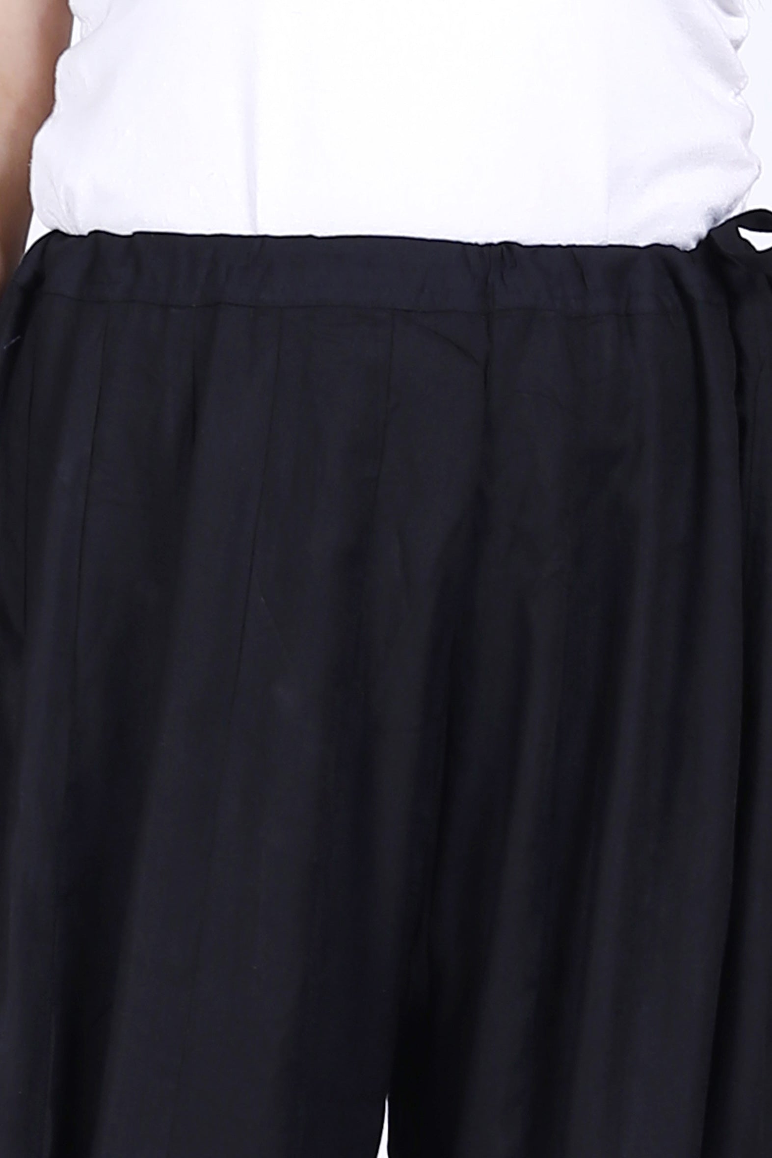 Essential Black Plain Rayon Palazzo